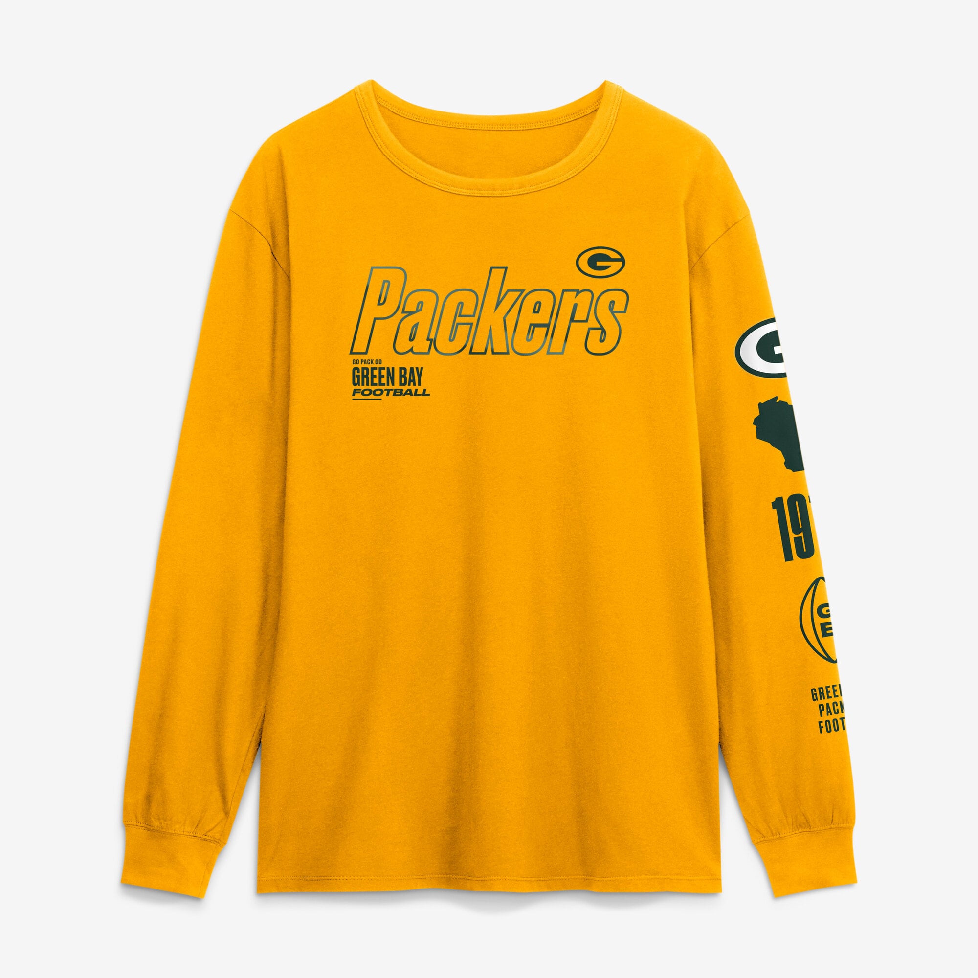 T-shirt à manches longues Green Bay Packers Legacy, couleur or, pour homme de Fanatics