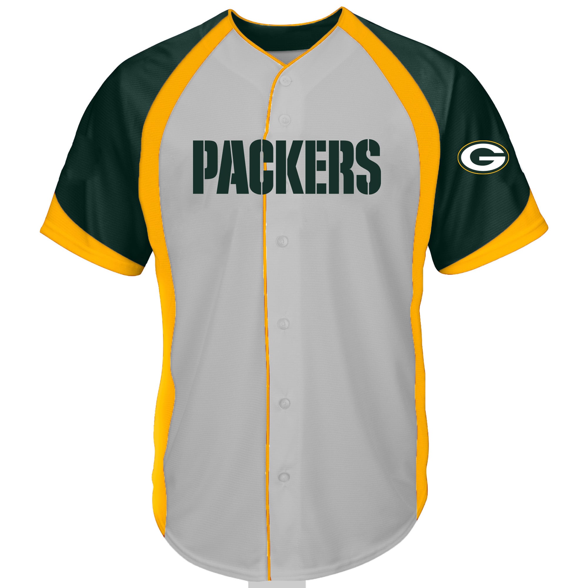 Men's Fanatics  Gray Green Bay Packers Big & Tall Button-Up Raglan Fashion Top