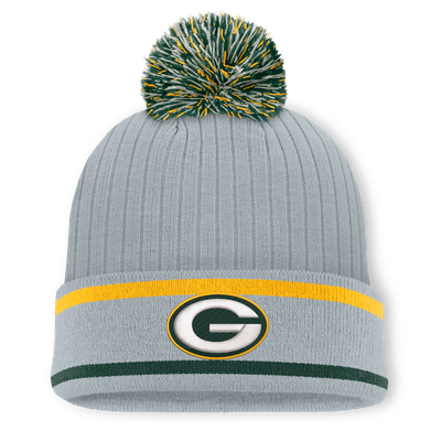Green Bay Packers Fanatics Fissure Cuffed Knit Hat with Pom - Gray