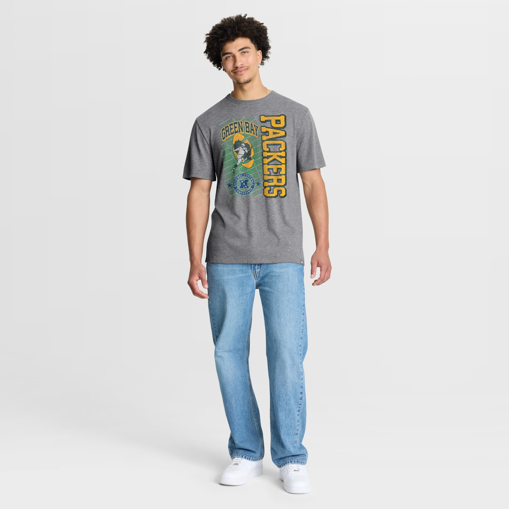 Men's Fanatics Heather Gray Green Bay Packers Tribute Direct Handoff Tri-Blend T-Shirt