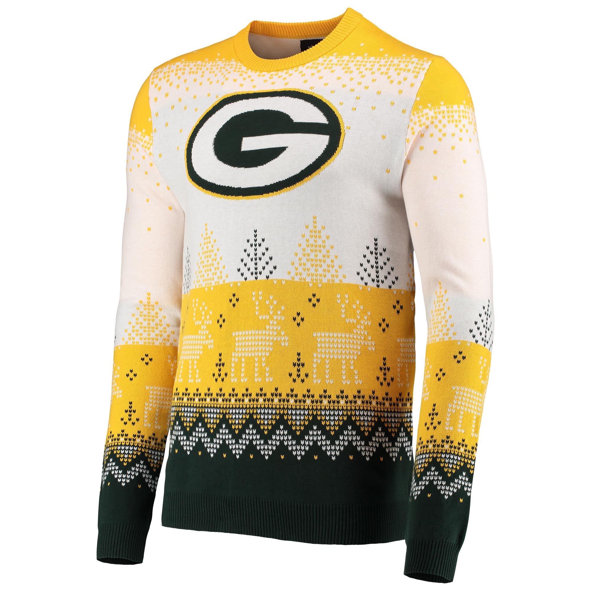 Green Bay Packers FOCO Big Logo Knit Ugly Pullover Sweater - White