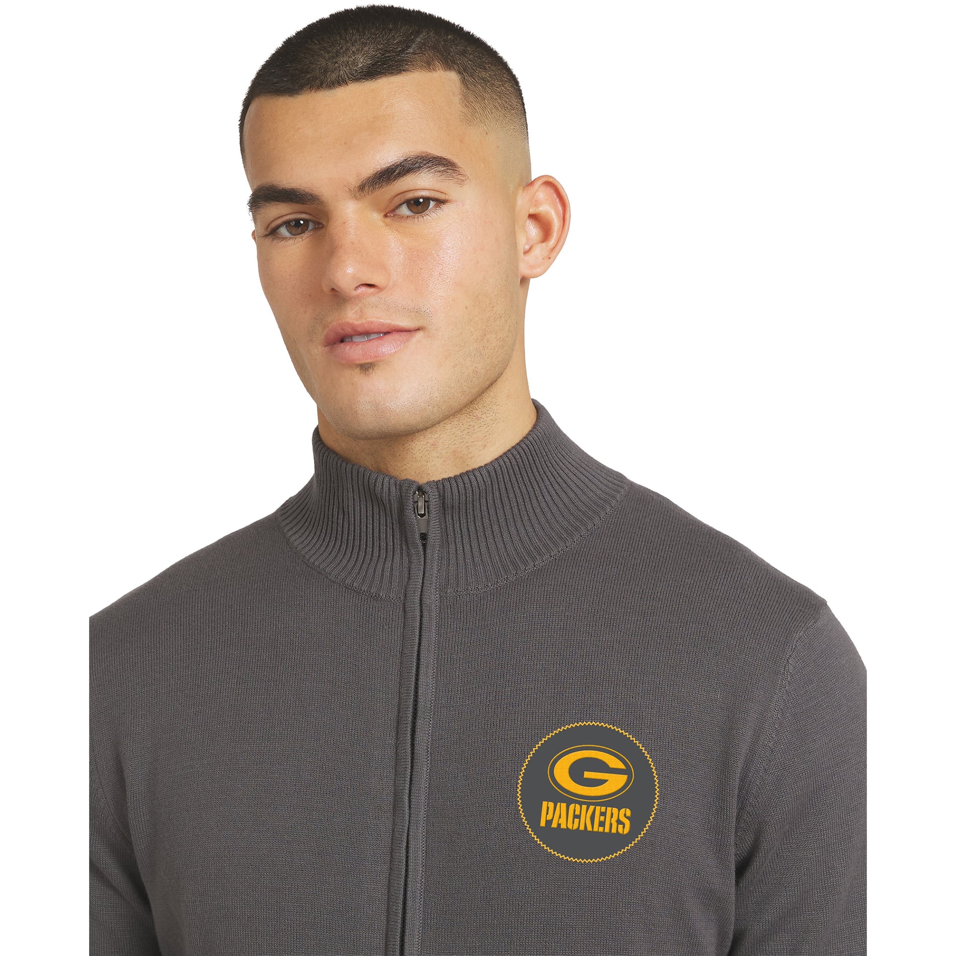 Men's J. Palmer Charcoal Green Bay Packers All-Season Full-Zip Sweater
