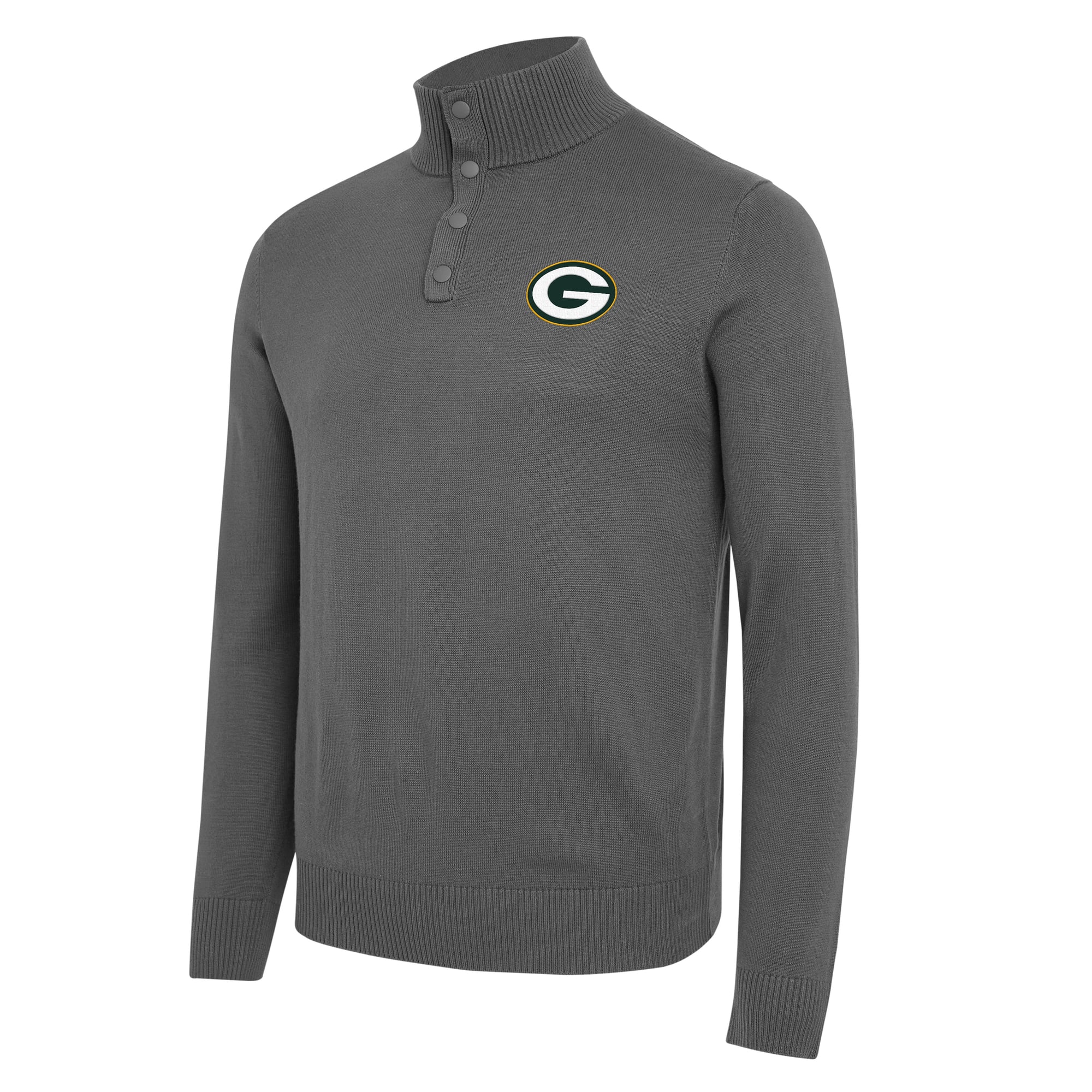 Pull à boutons-pression quart de pouce J. Palmer gris anthracite Green Bay Packers pour homme