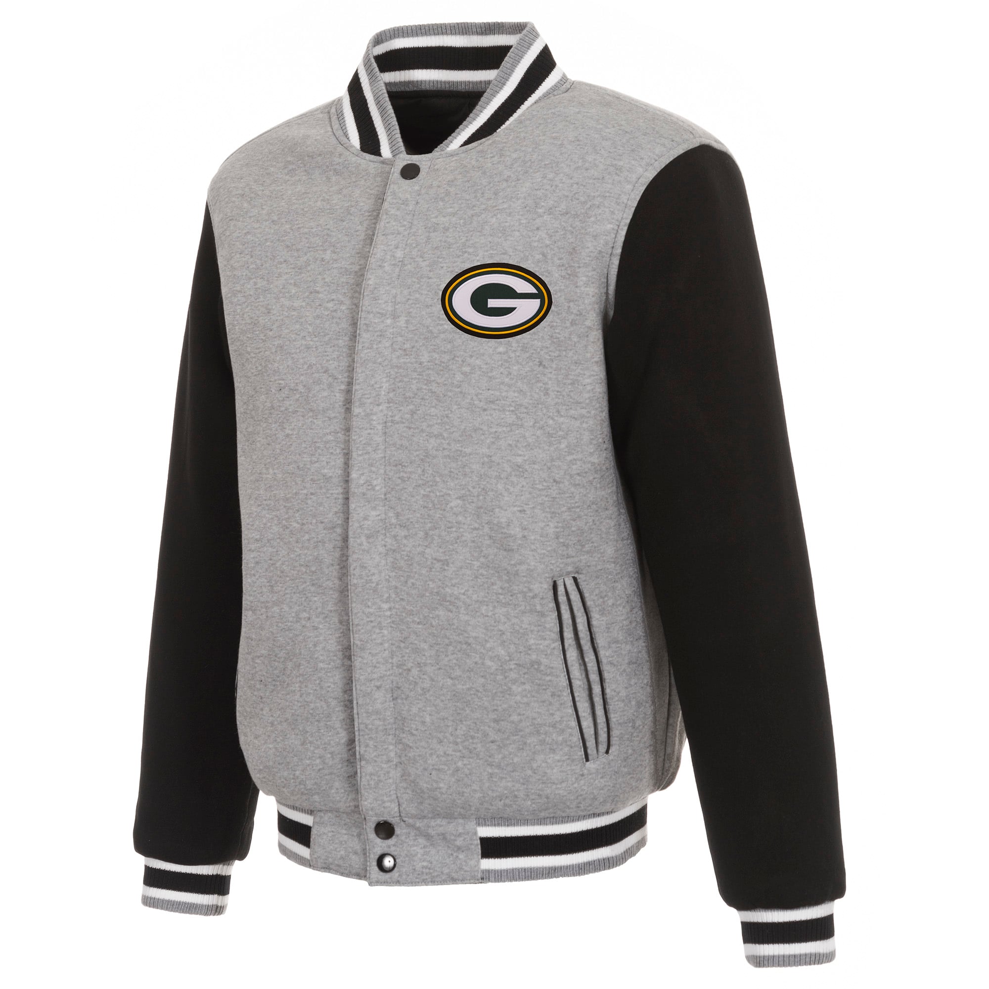 Men's JH Design Gray/Black Green Bay Packers Reversible Fleece
