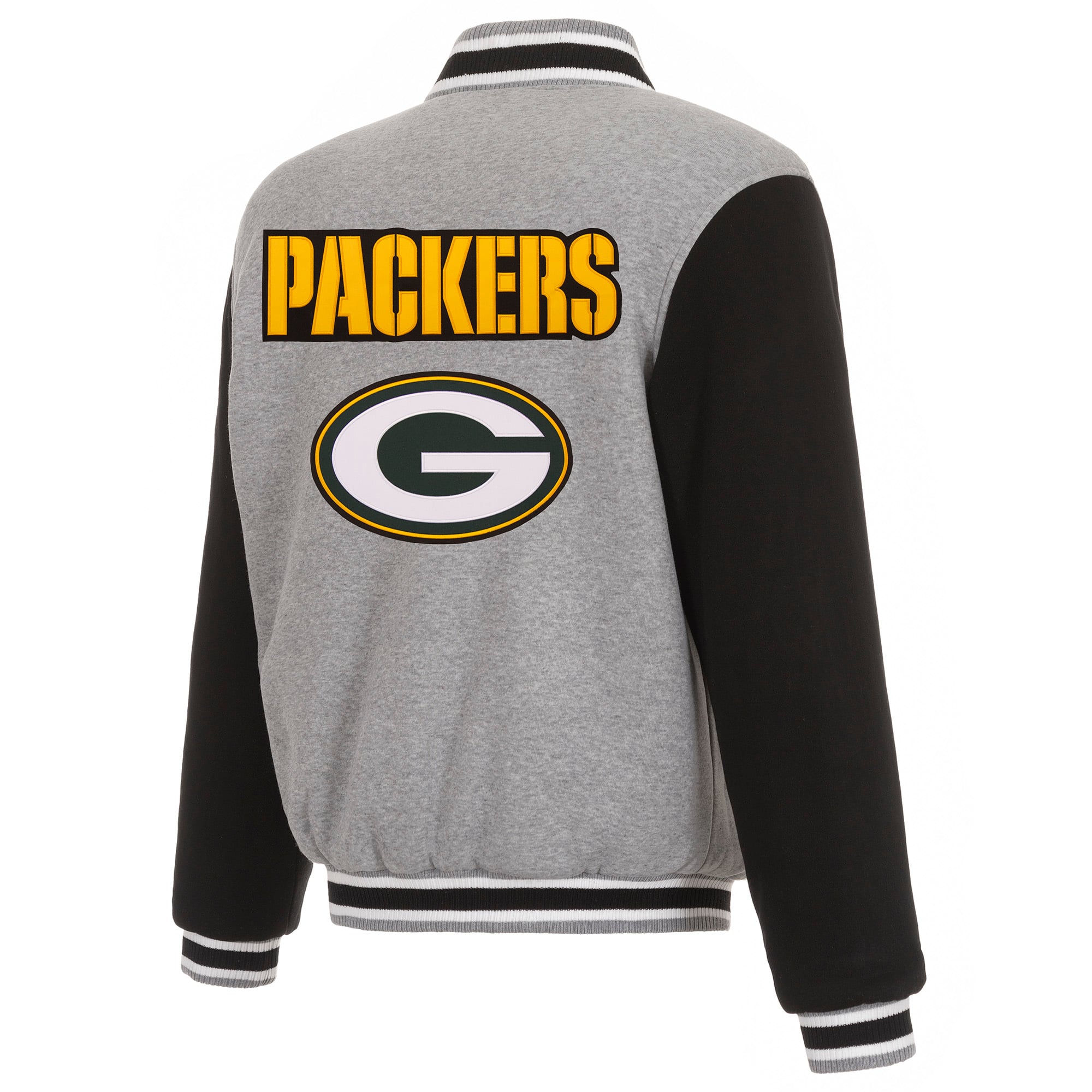 Men's JH Design Gray/Black Green Bay Packers Reversible Fleece