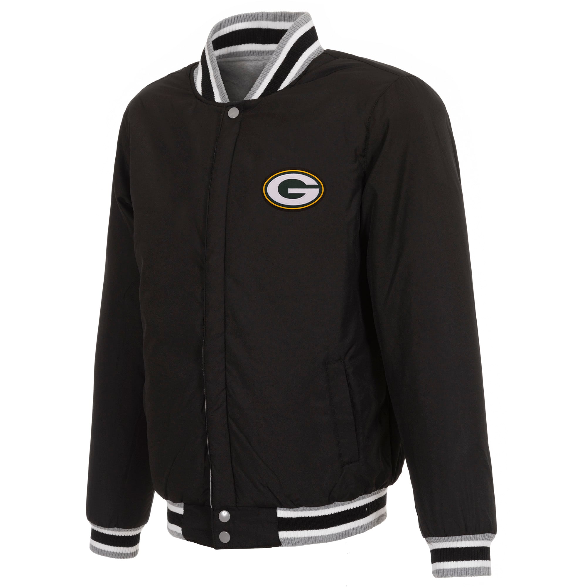 Men's JH Design Gray/Black Green Bay Packers Reversible Fleece