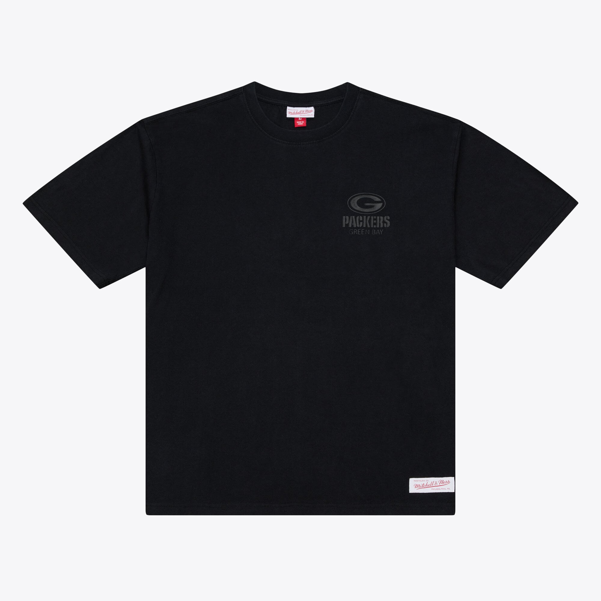 Men's Mitchell & Ness Black Green Bay Packers Core Essentials Micro Logo T-Shirt