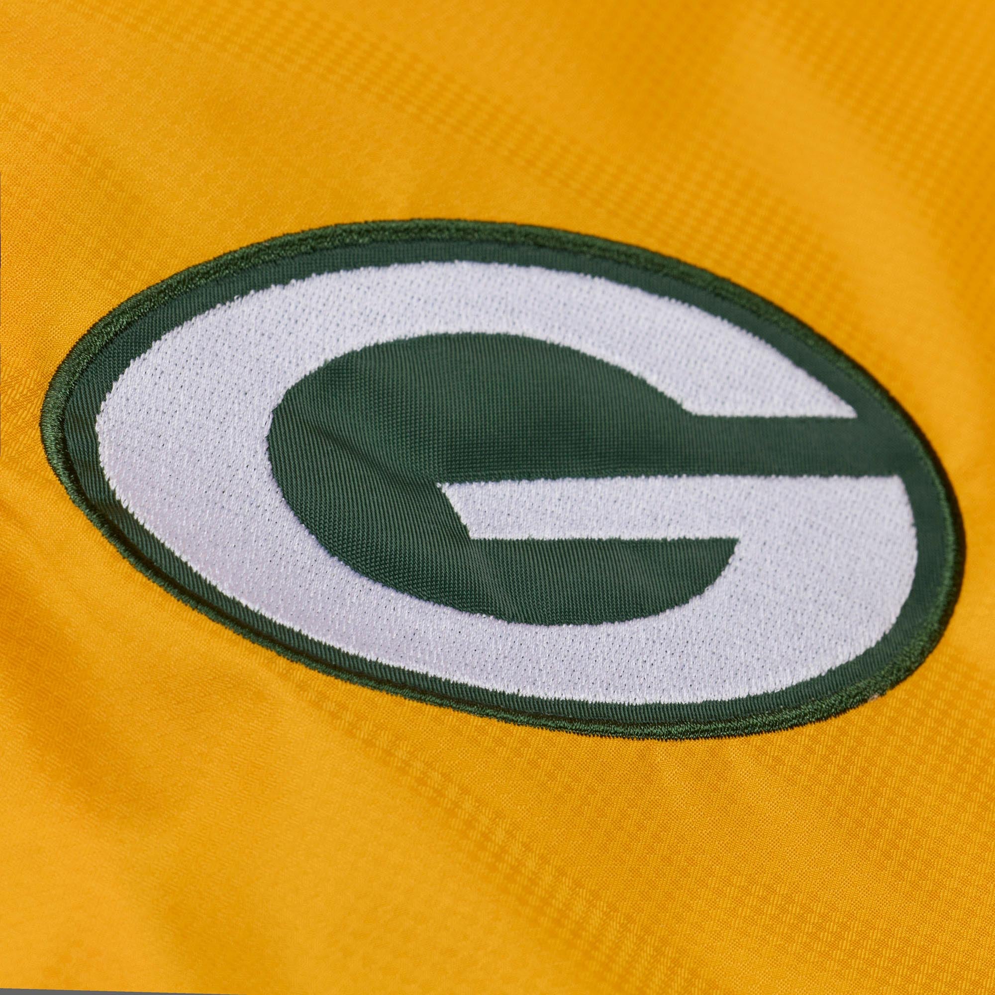 Coupe-vent Mitchell & Ness pour homme, or et vert, motif à carreaux triples des Green Bay Packers, fermeture éclair au quart