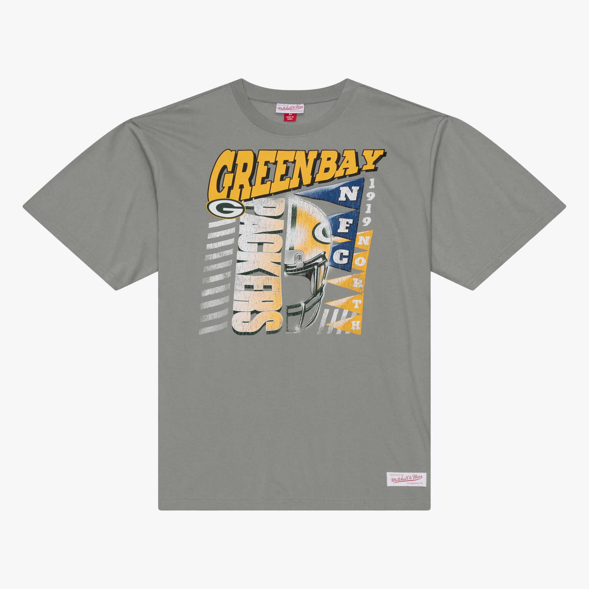 T-shirt à manches courtes Mitchell & Ness gris Green Bay Packers Core Essentials Street Graphic pour homme