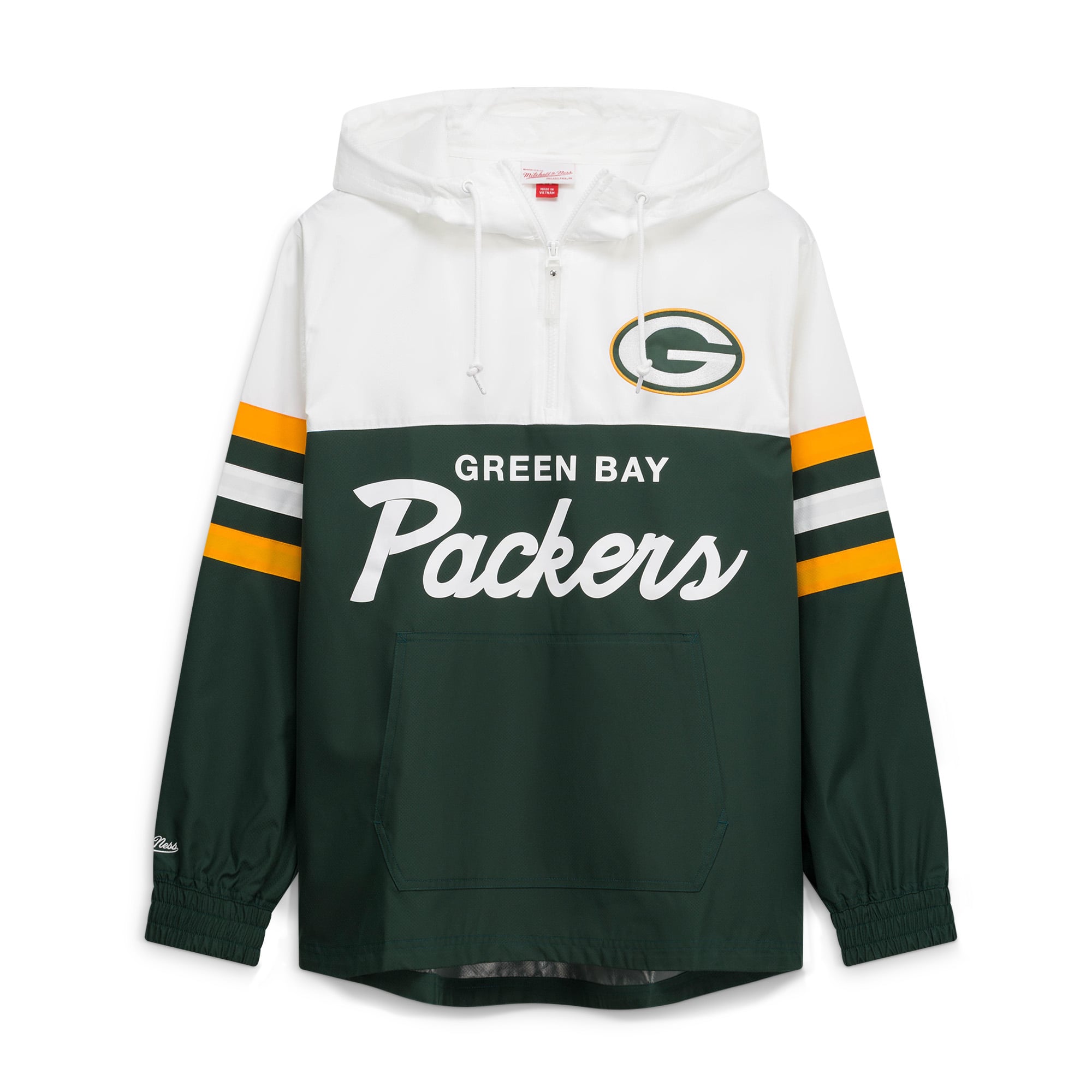 Men's Mitchell & Ness  Green Bay Packers Head Coach Anorak Quarter-Zip Windbreaker Jacket