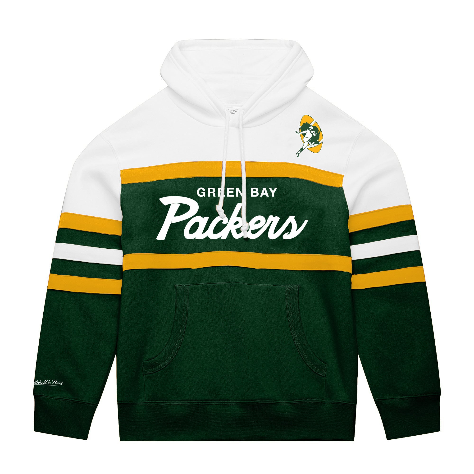 Men's Mitchell & Ness  White/Green Green Bay Packers Big Tall Head Coach Hoodie