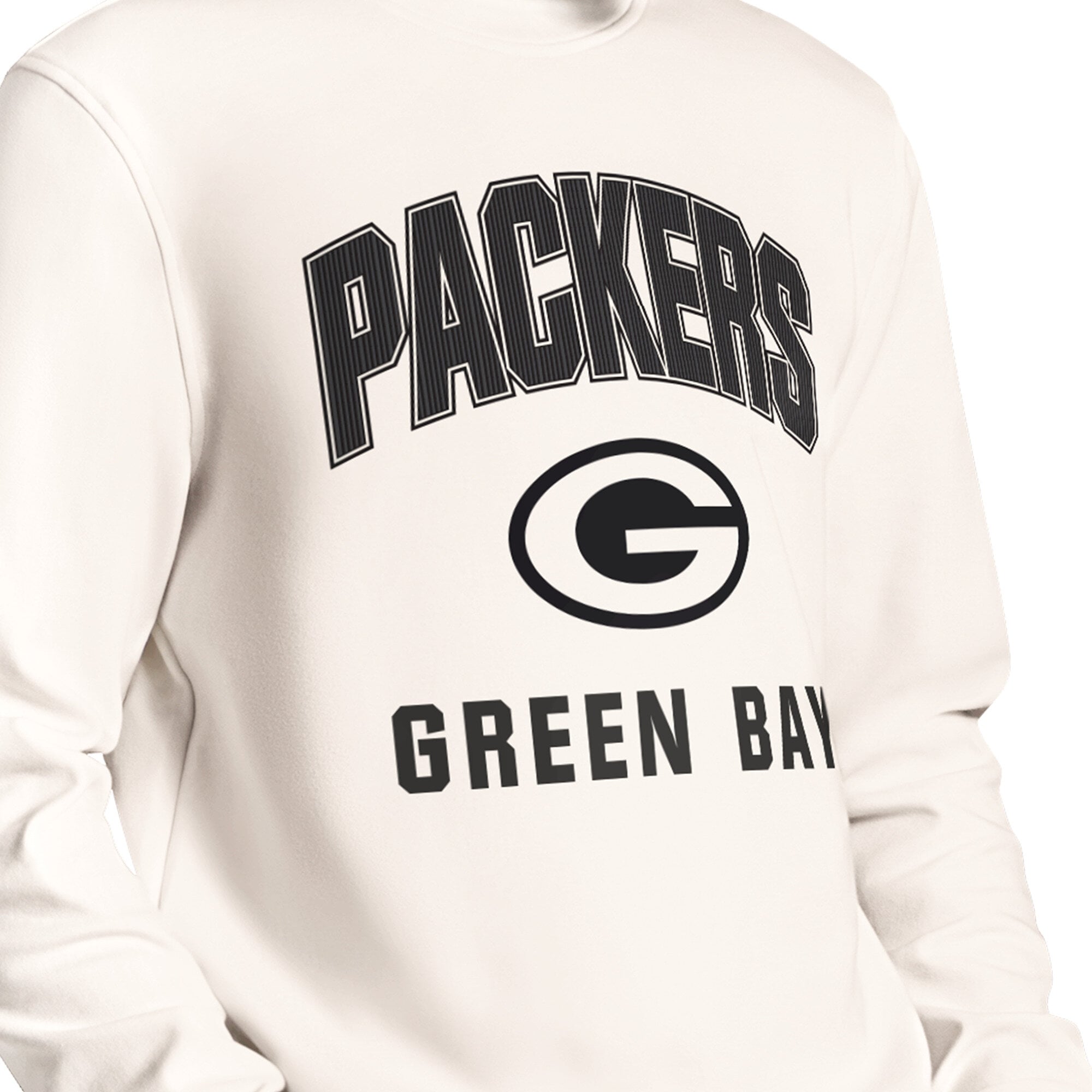 Men's MSX by Michael Strahan Cream Green Bay Packers Finish Line Tri-Blend Sweatshirt
