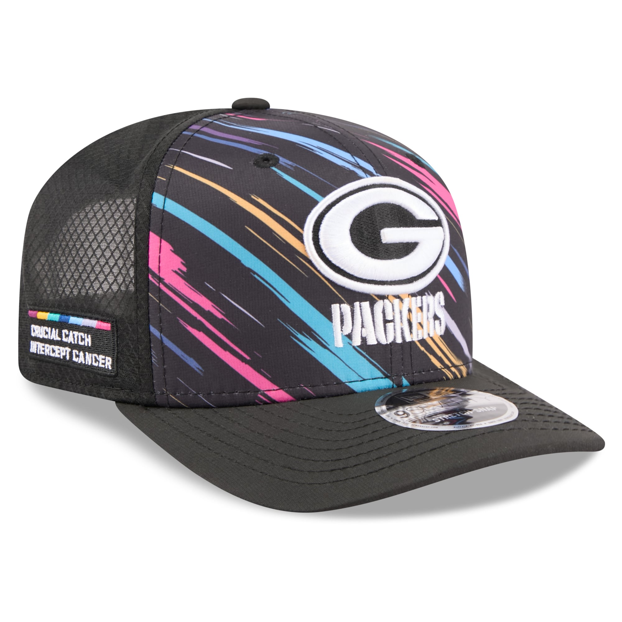 Men's New Era Black Green Bay Packers 2026 NFL Crucial Catch 9SEVENTY Adjustable Trucker Hat