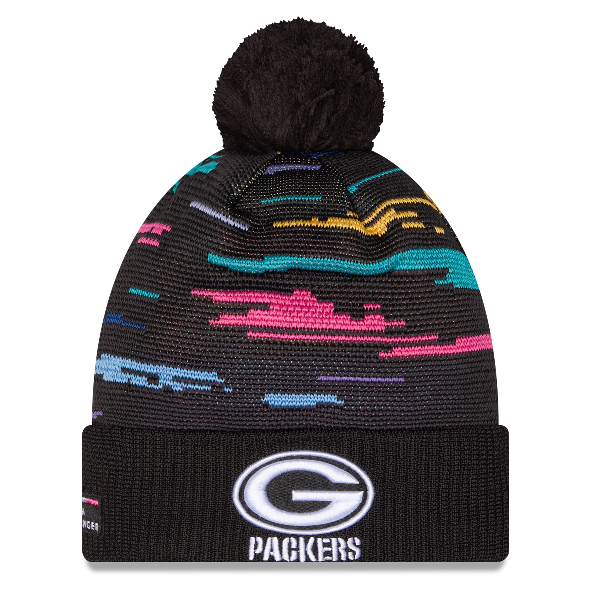 Men's New Era Black Green Bay Packers 2026 NFL Crucial Catch Cuffed Knit Hat with Pom