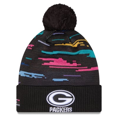 Green Bay Packers New Era 2026 NFL Crucial Catch Cuffed Knit Hat with Pom - Black