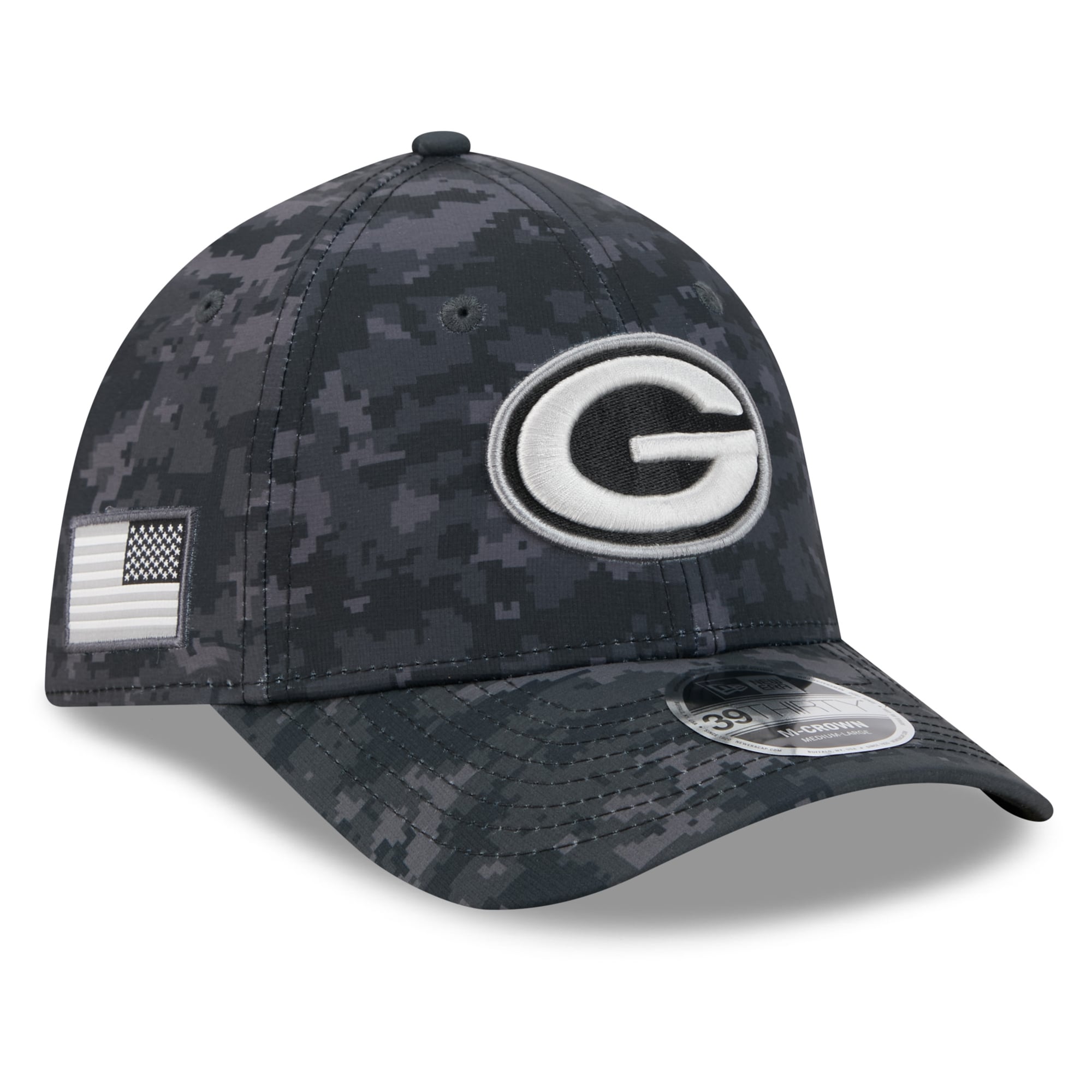 Casquette extensible New Era Green Bay Packers 2026 Salute To Service 39THIRTY M-Crown noire pour homme