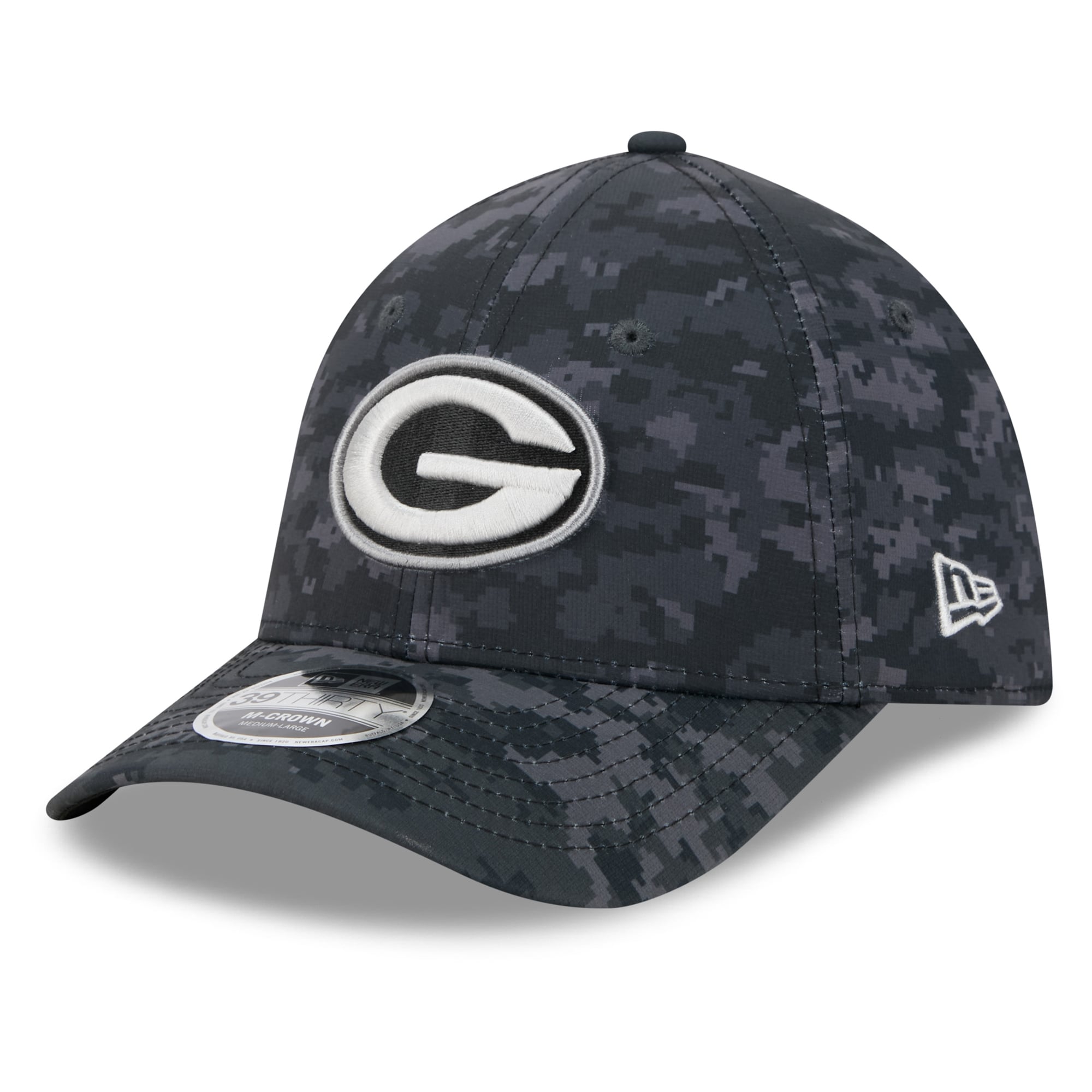 Casquette extensible New Era Green Bay Packers 2026 Salute To Service 39THIRTY M-Crown noire pour homme