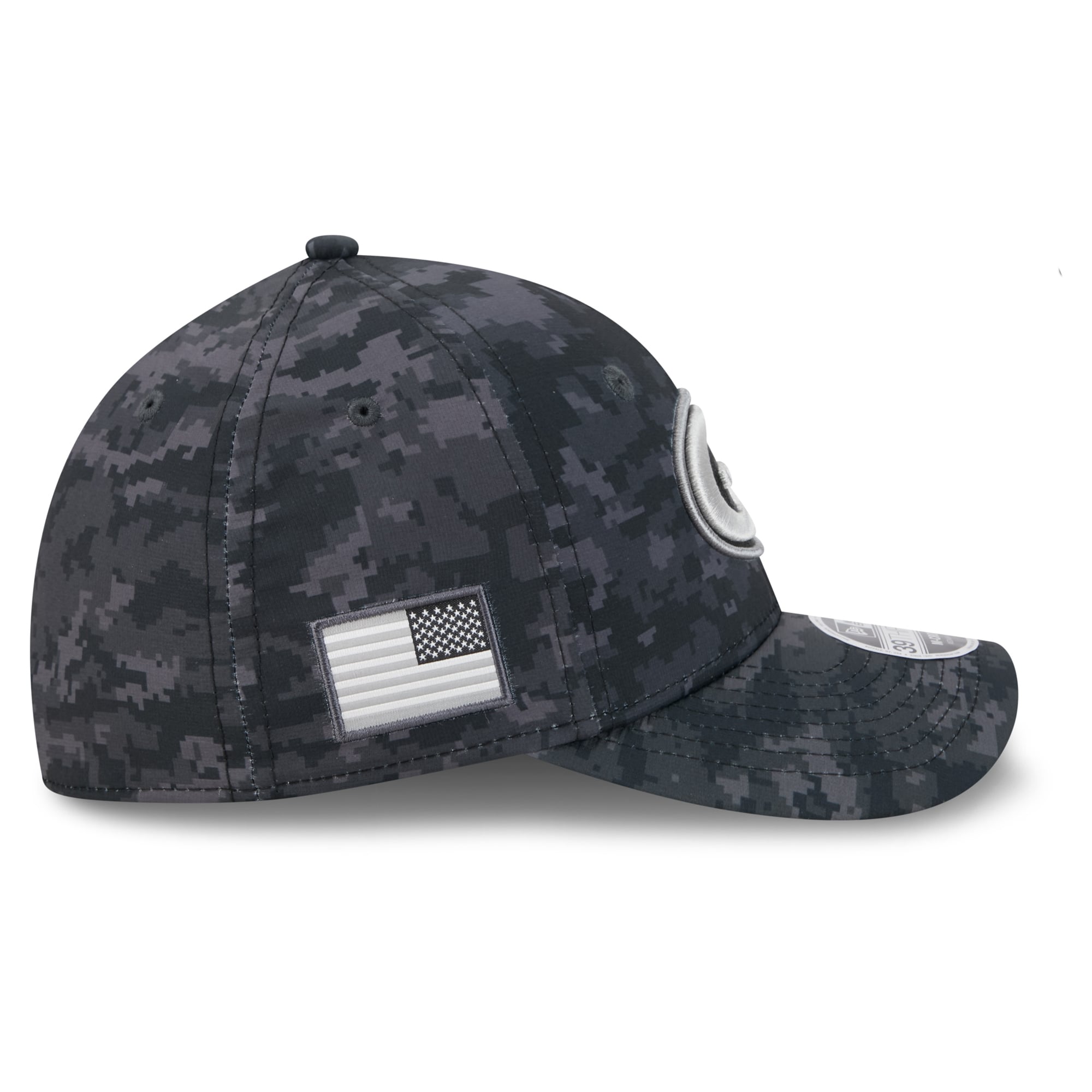 Casquette extensible New Era Green Bay Packers 2026 Salute To Service 39THIRTY M-Crown noire pour homme