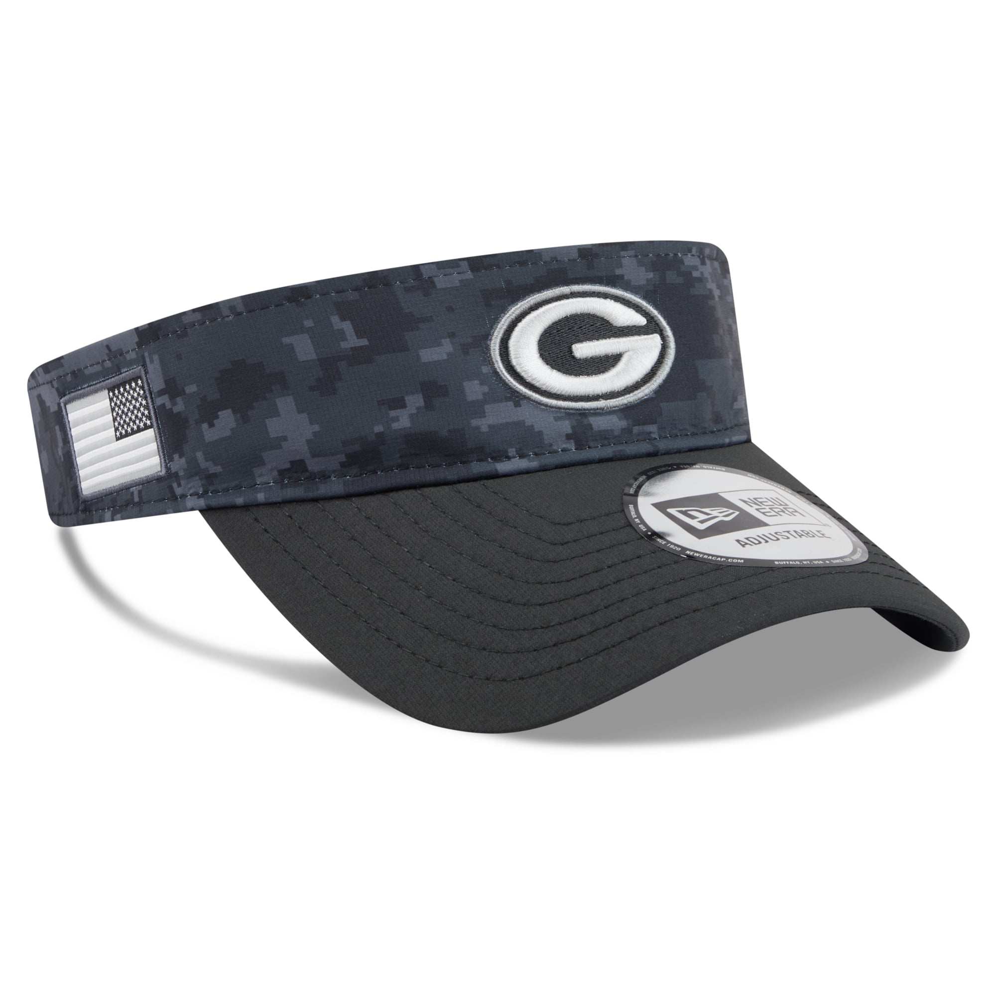 Casquette New Era noire pour homme Green Bay Packers 2026 Salute To Service, visière ajustable