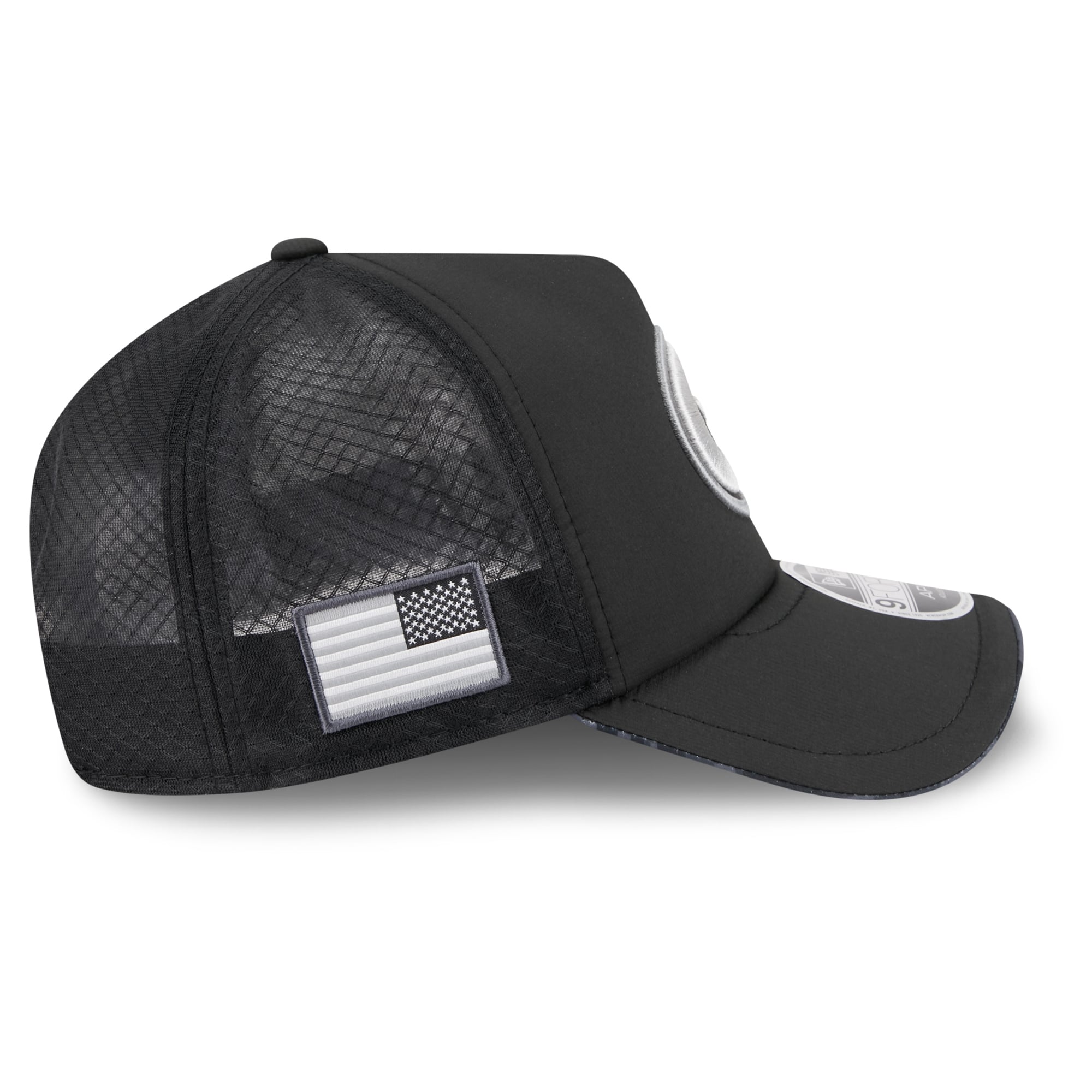 Casquette trucker ajustable New Era Apex 9FORTY noire Green Bay Packers 2026 Salute To Service pour homme