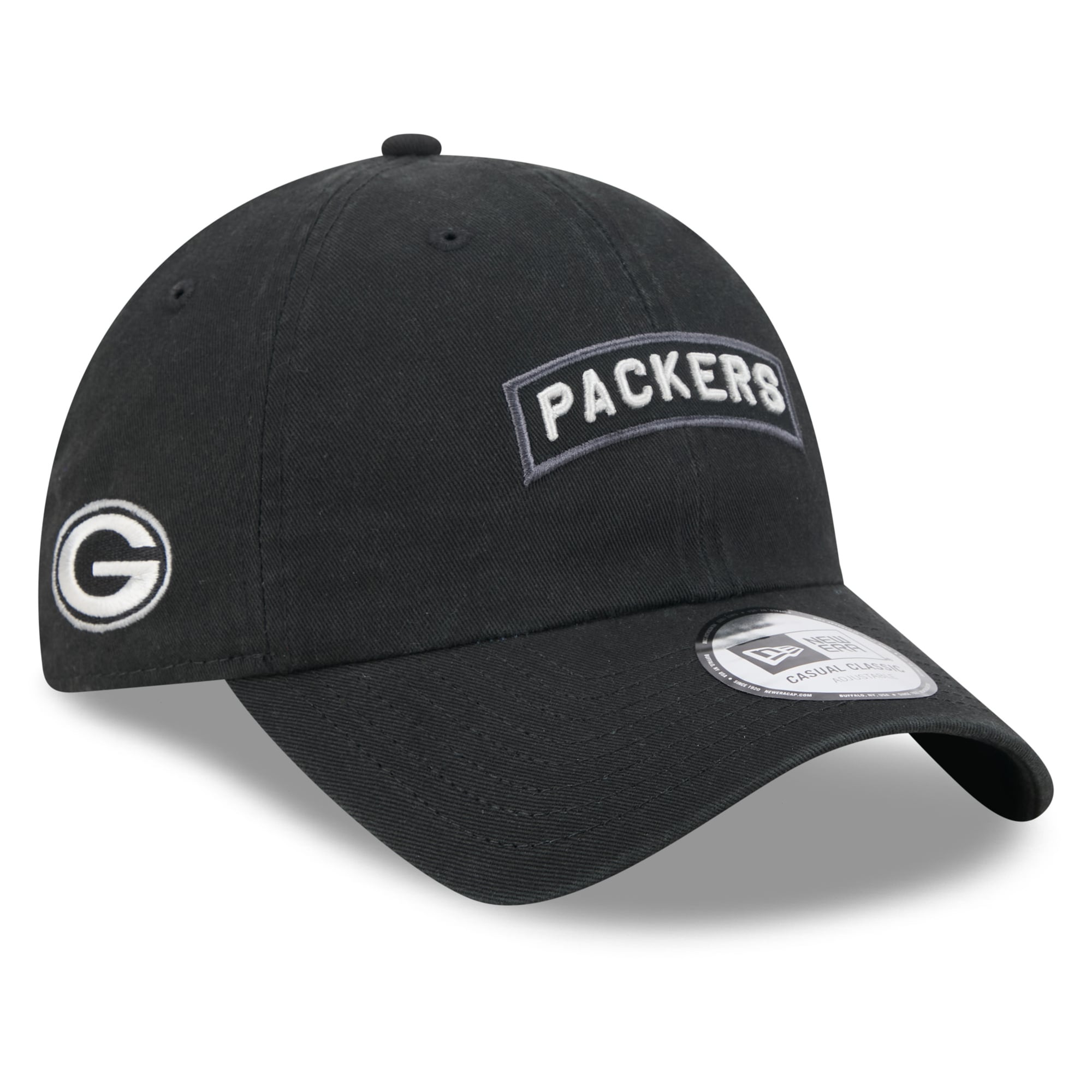 Casquette New Era noire pour homme Green Bay Packers 2026 Salute To Service, style classique décontracté et ajustable
