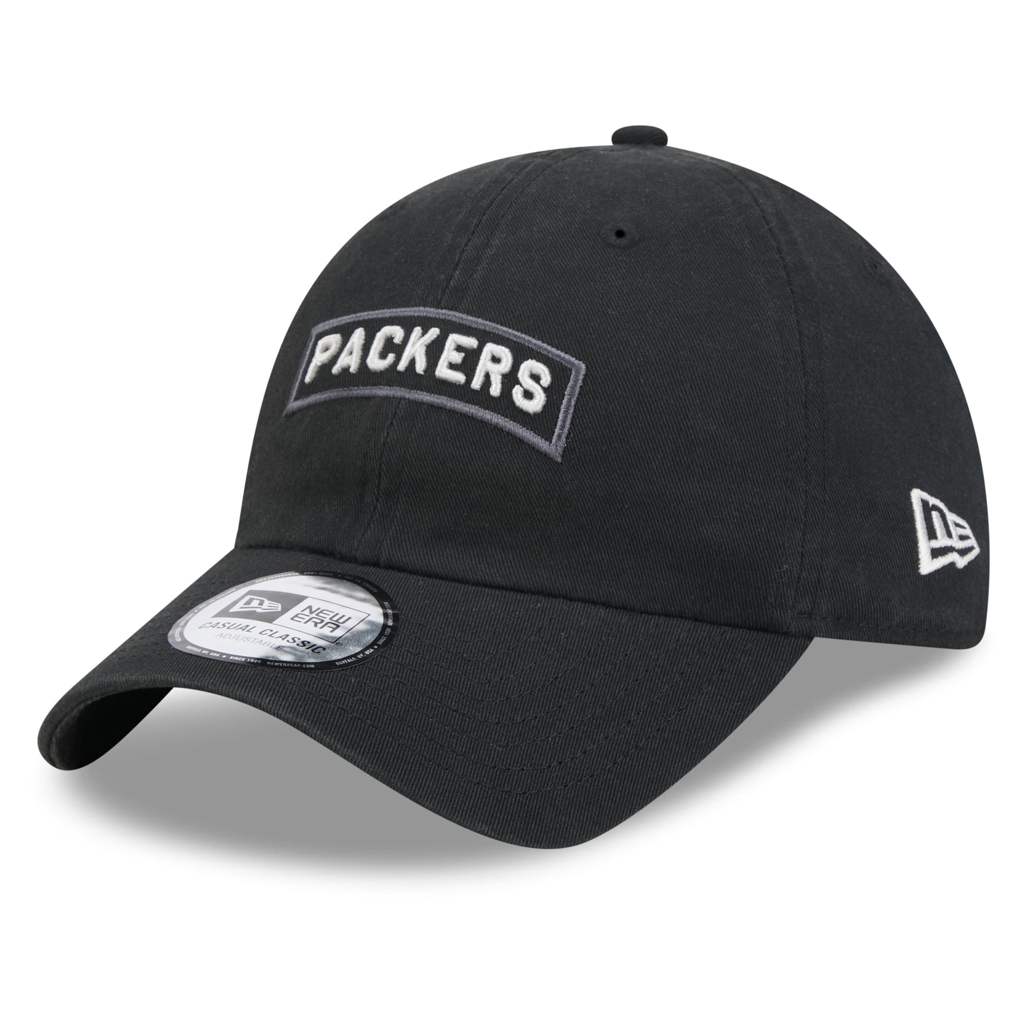 Casquette New Era noire pour homme Green Bay Packers 2026 Salute To Service, style classique décontracté et ajustable