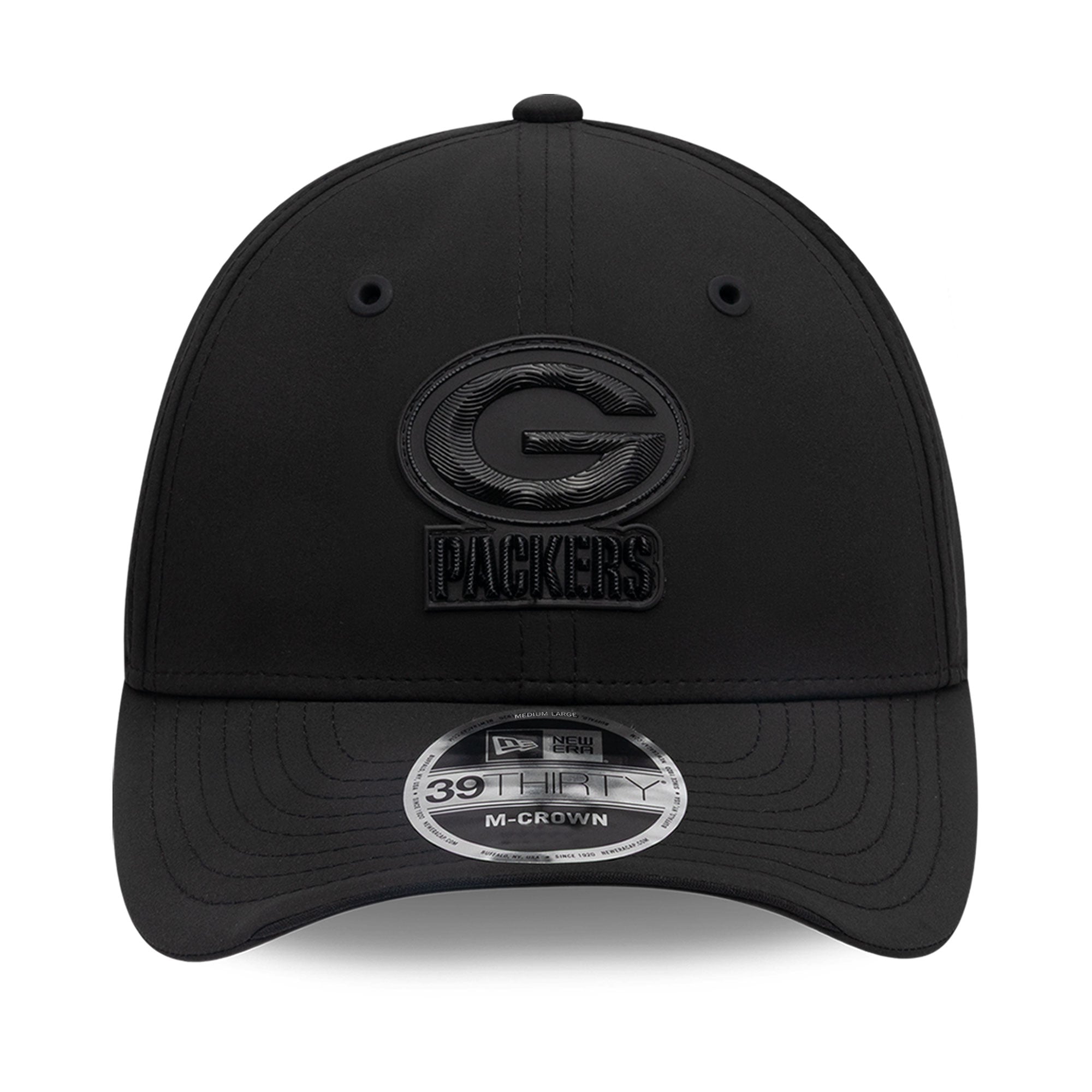 Casquette extensible New Era Green Bay Packers 2026 Sideline 39THIRTY M-Crown noire pour homme