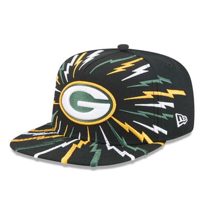 Green Bay Packers New Era Bolt A-Frame 9FIFTY Snapback Hat - Black