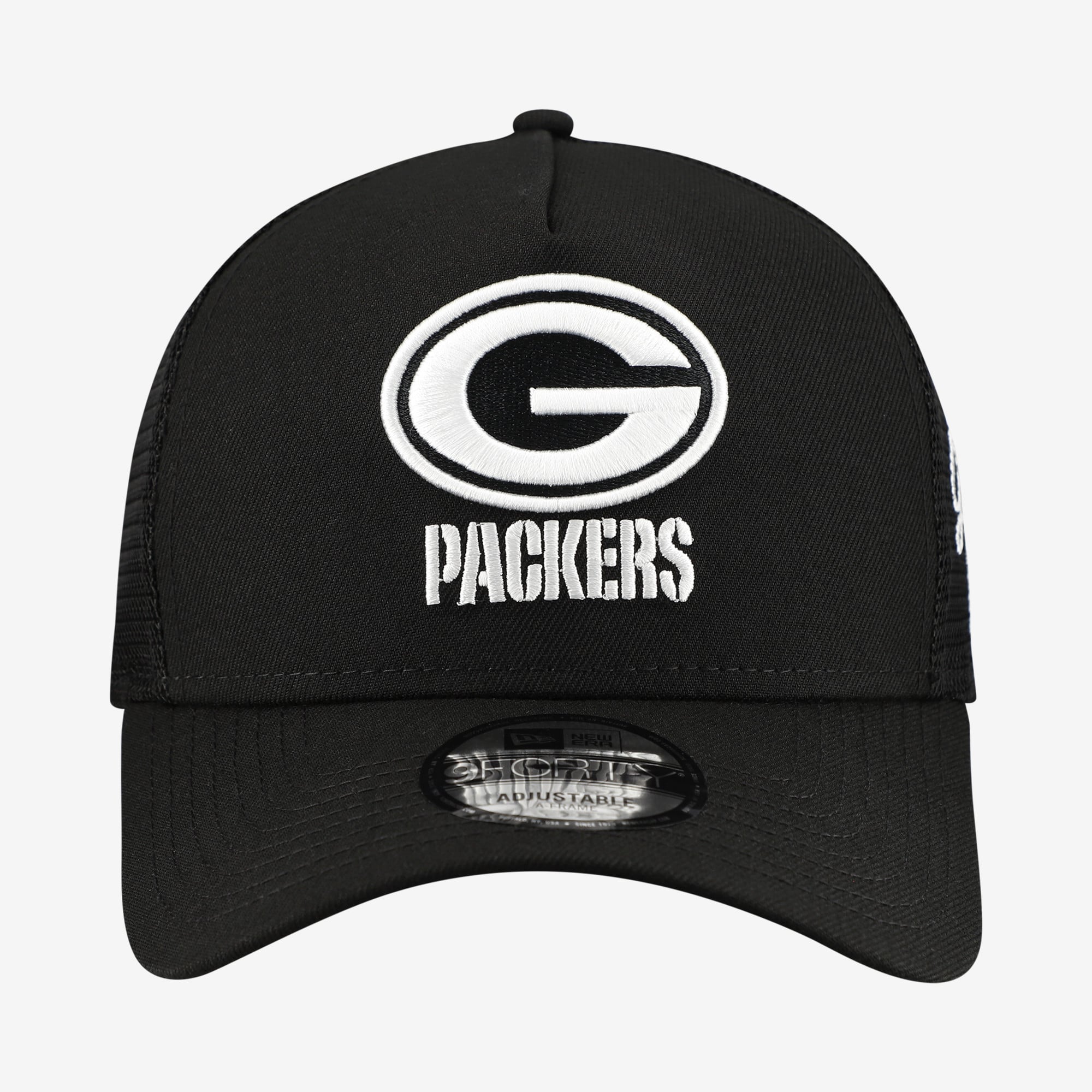 Men's New Era Black Green Bay Packers City Script 9FORTY A-Frame Adjustable Hat
