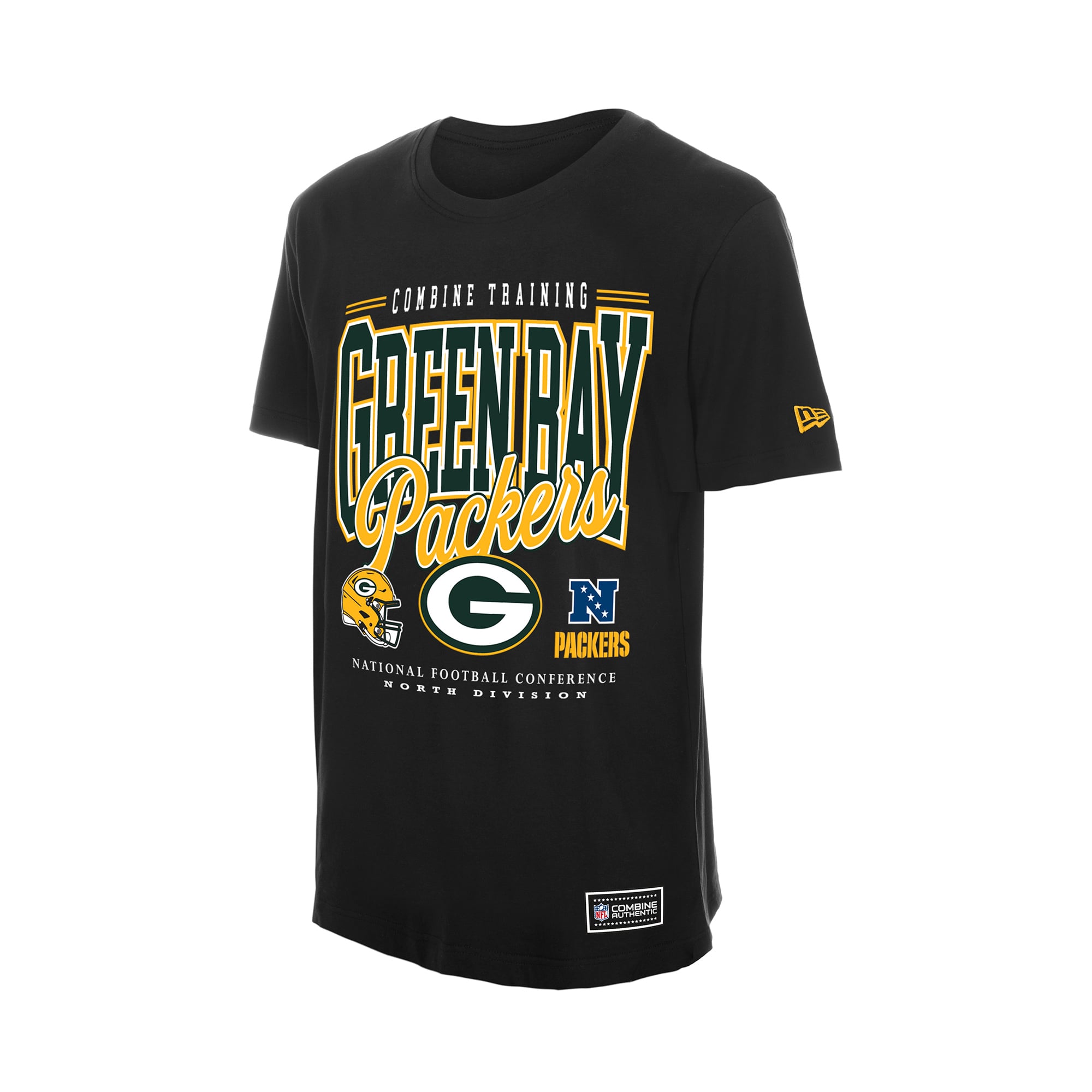 Men's New Era Black Green Bay Packers Combine Authentic T-Shirt