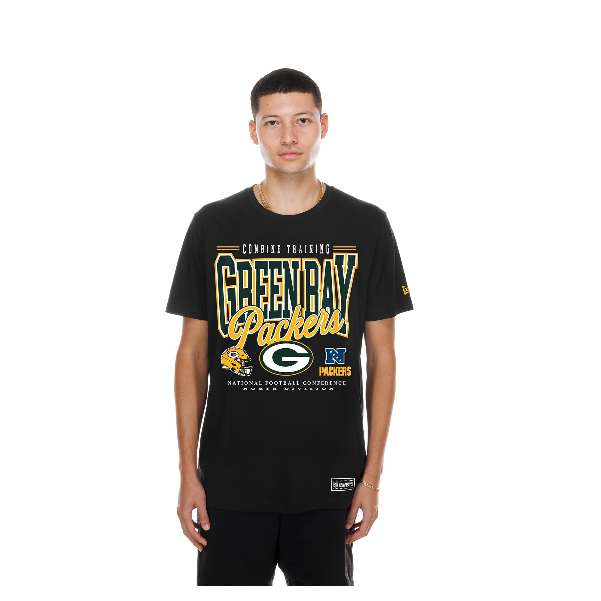 Men's New Era Black Green Bay Packers Combine Authentic T-Shirt