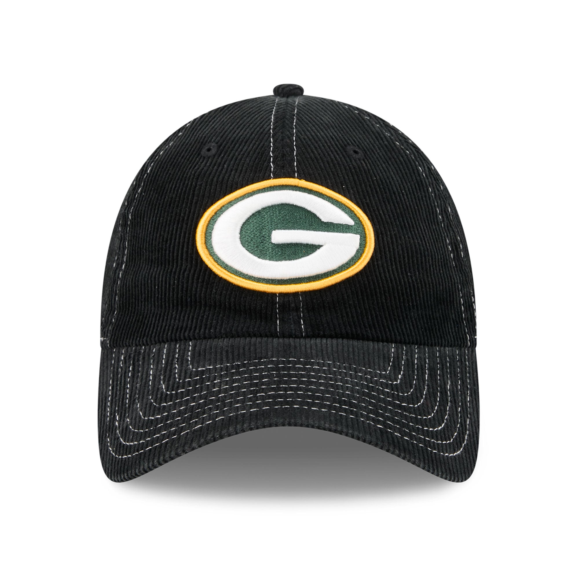Casquette New Era noire pour homme, Green Bay Packers, en velours côtelé, style classique décontracté et ajustable
