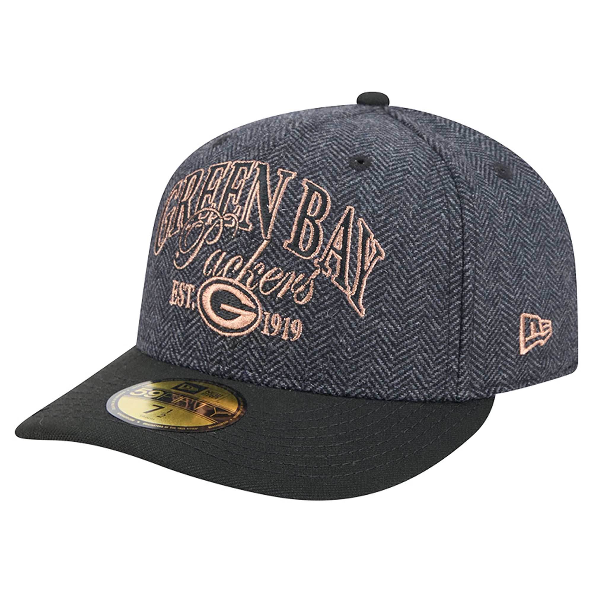 Casquette ajustée New Era Green Bay Packers 59FIFTY noire pour homme