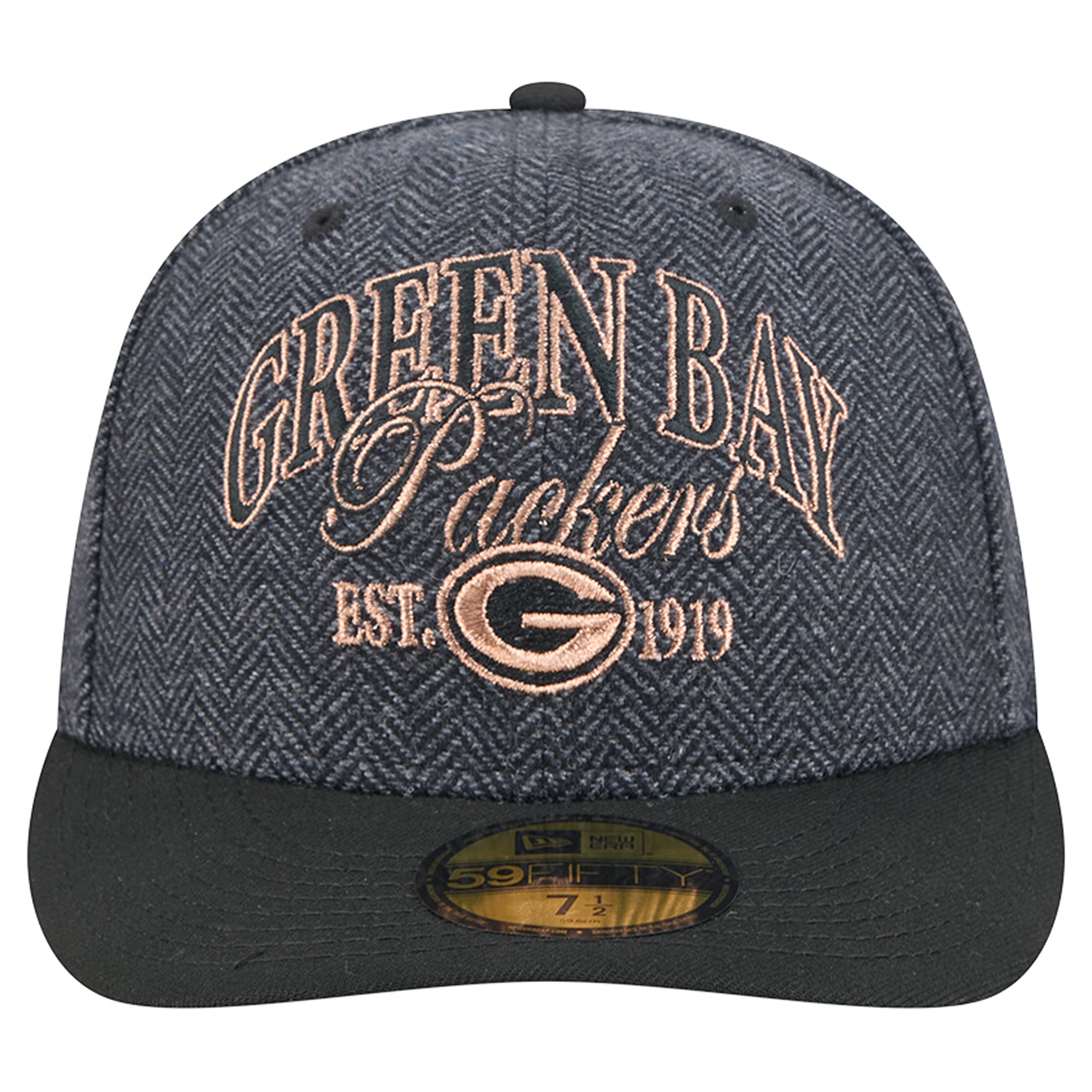 Casquette ajustée New Era Green Bay Packers 59FIFTY noire pour homme