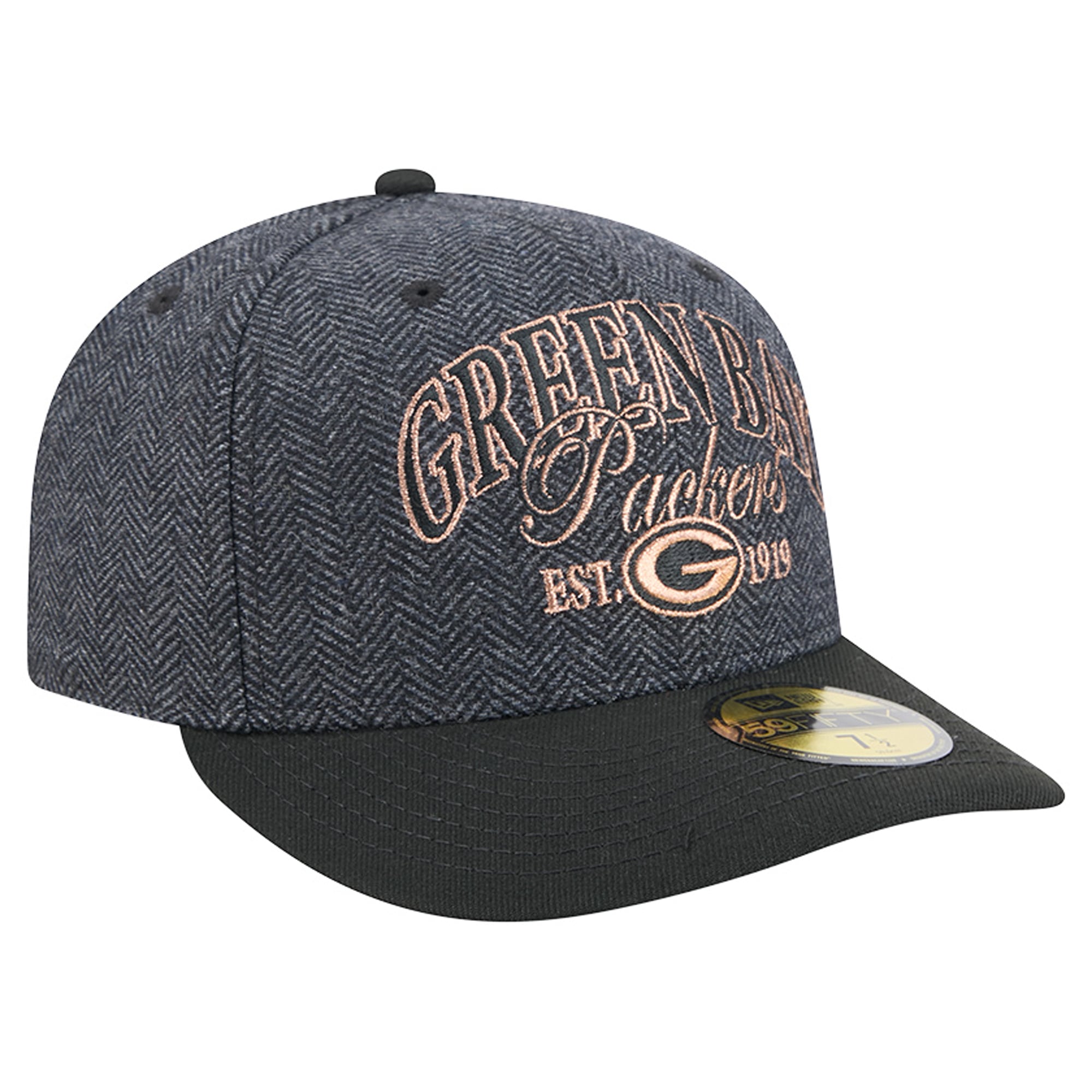 Casquette ajustée New Era Green Bay Packers 59FIFTY noire pour homme