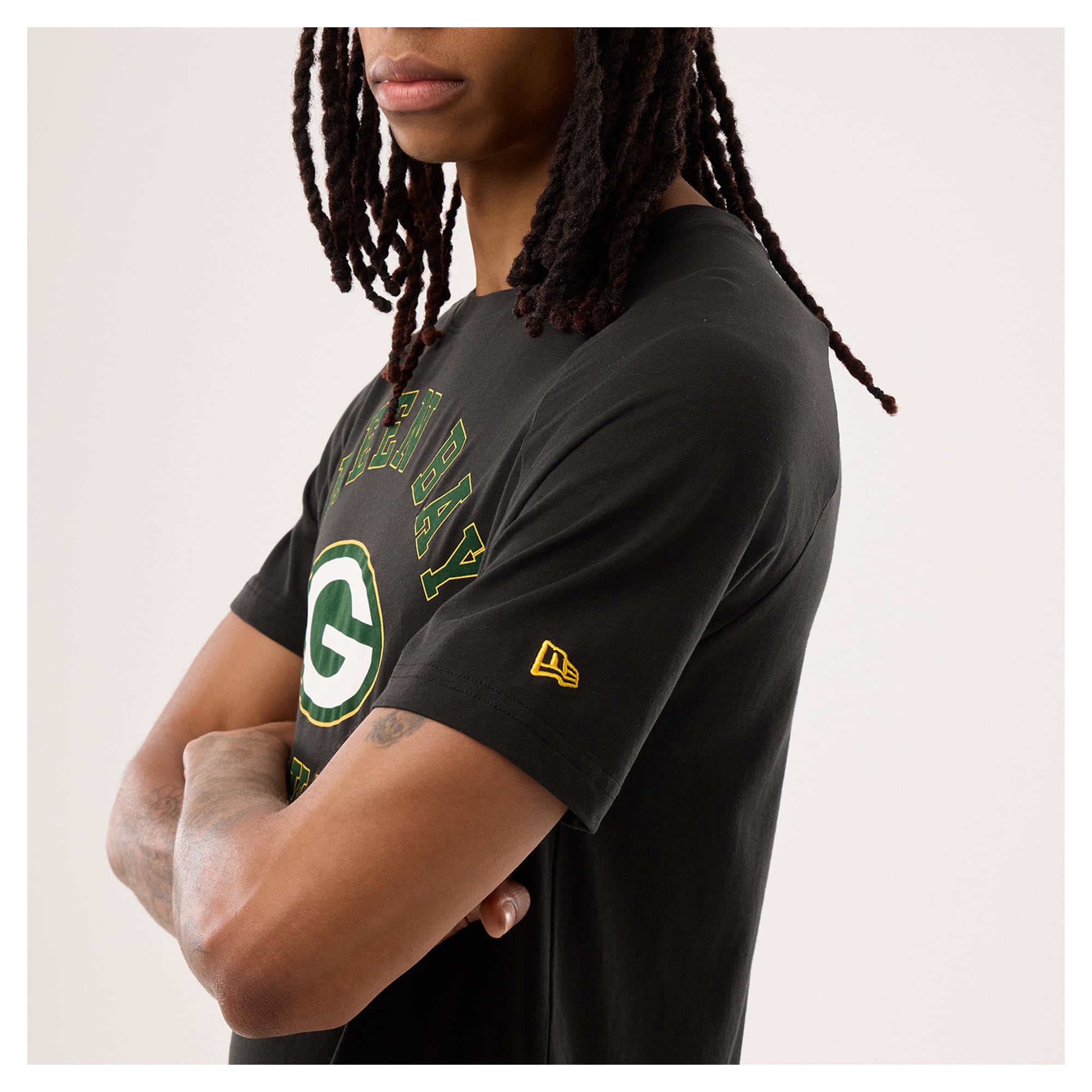 Men's New Era Black Green Bay Packers Functional Fandom T-Shirt