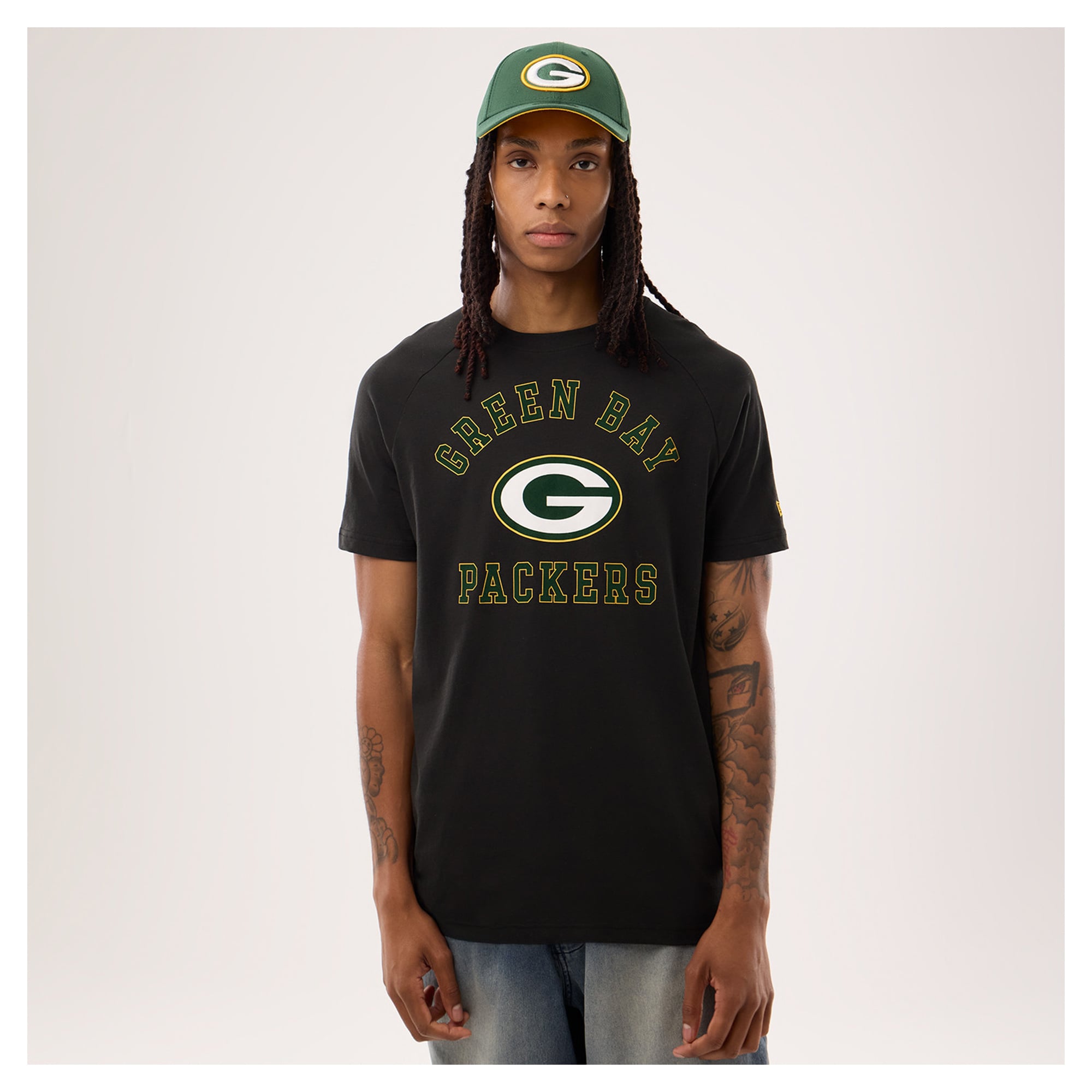 Men's New Era Black Green Bay Packers Functional Fandom T-Shirt