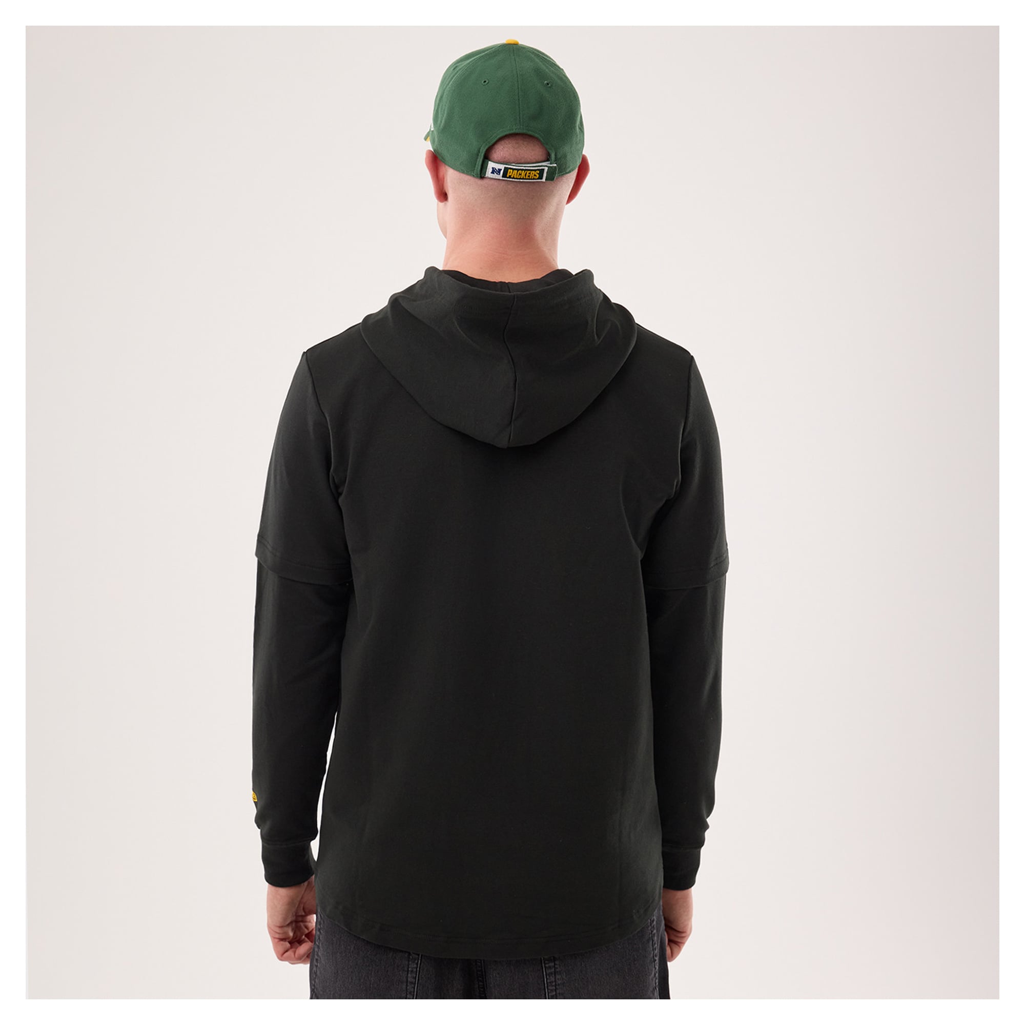 Men's New Era Black Green Bay Packers Functional Fandom Twofer Hoodie