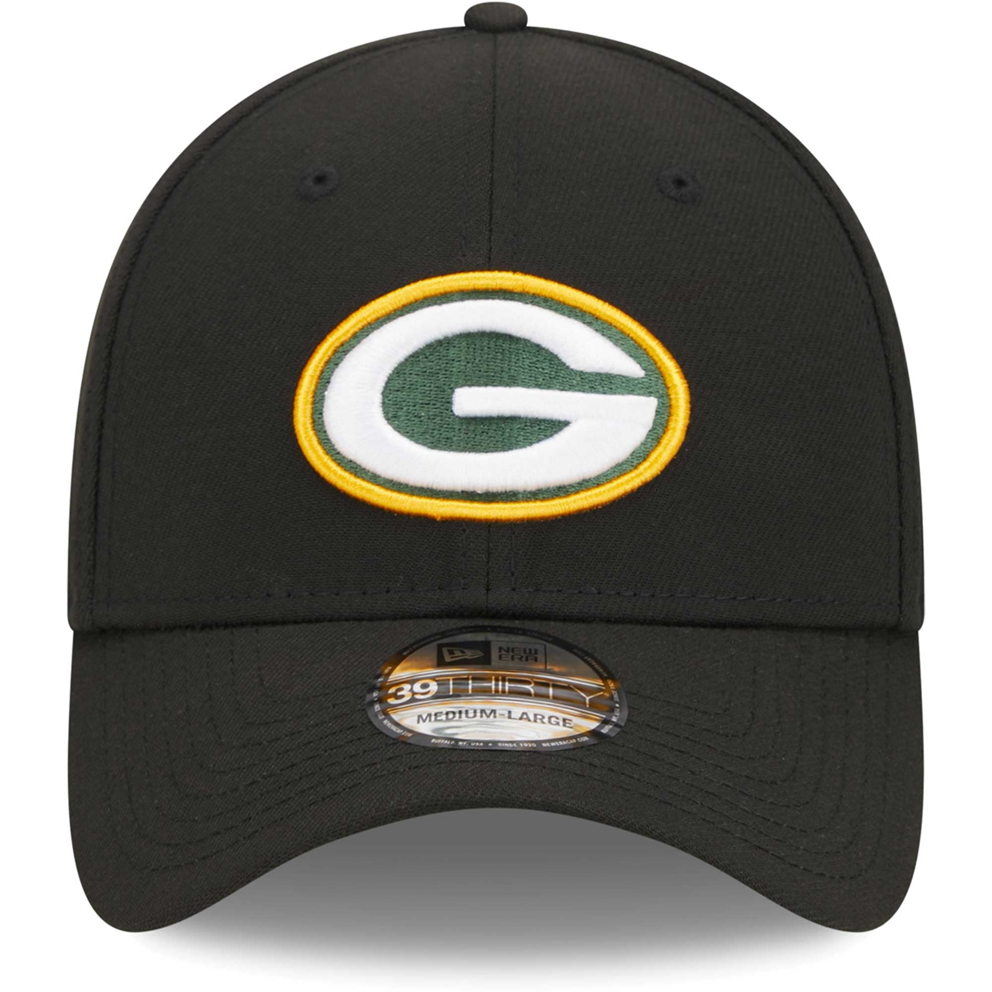 Casquette flex 39THIRTY Main Green Bay Packers New Era pour homme, noire
