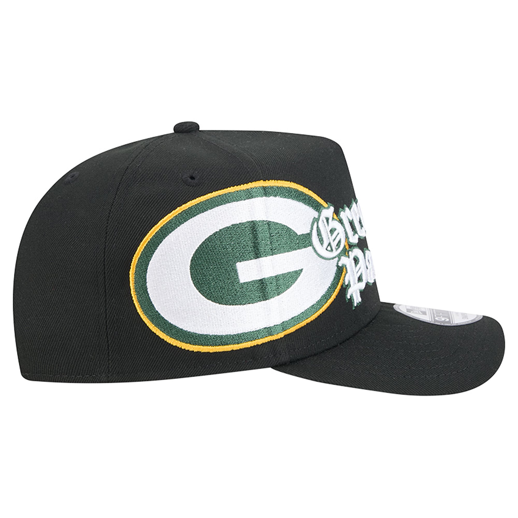 Men's New Era Black Green Bay Packers Proud A-Frame 9FIFTY Snapback Hat