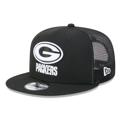 Green Bay Packers New Era 9FIFTY Snapback Trucker Hat - Black/White
