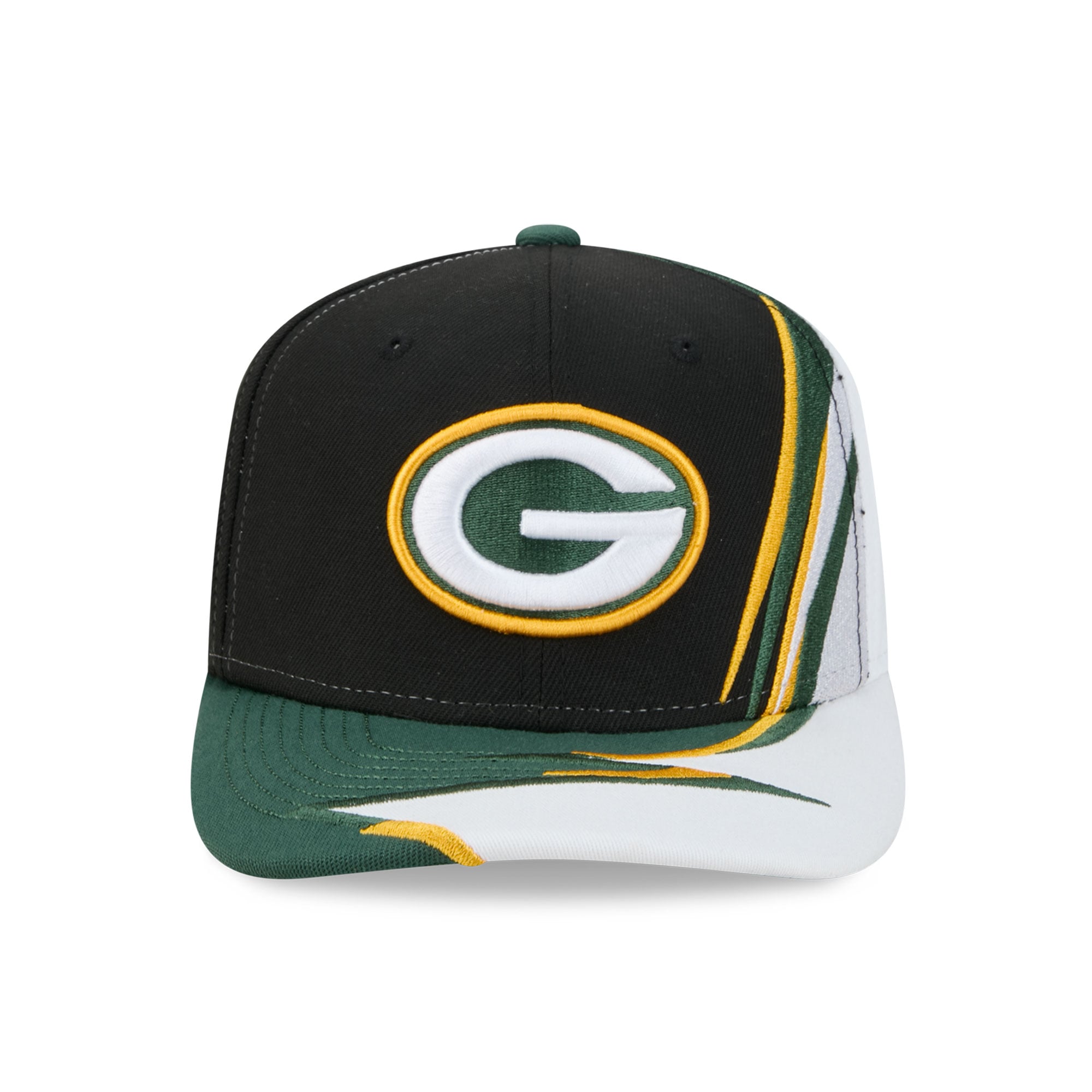 Casquette ajustable New Era noire et blanche pour homme, modèle 9SEVENTY, fan des Green Bay Packers