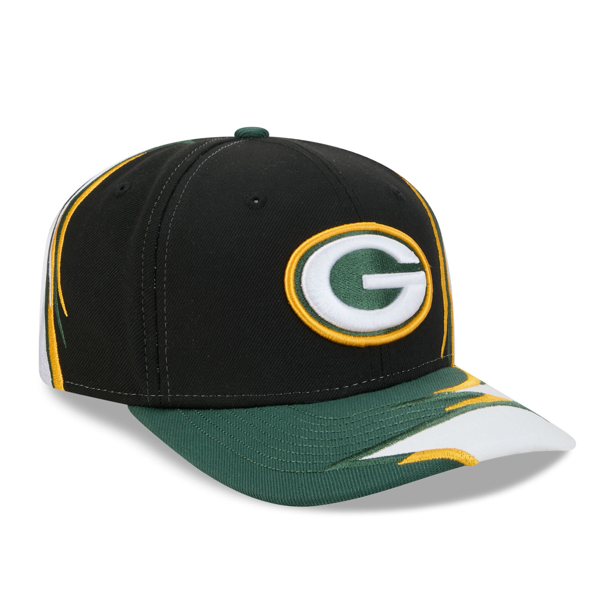 Casquette ajustable New Era noire et blanche pour homme, modèle 9SEVENTY, fan des Green Bay Packers