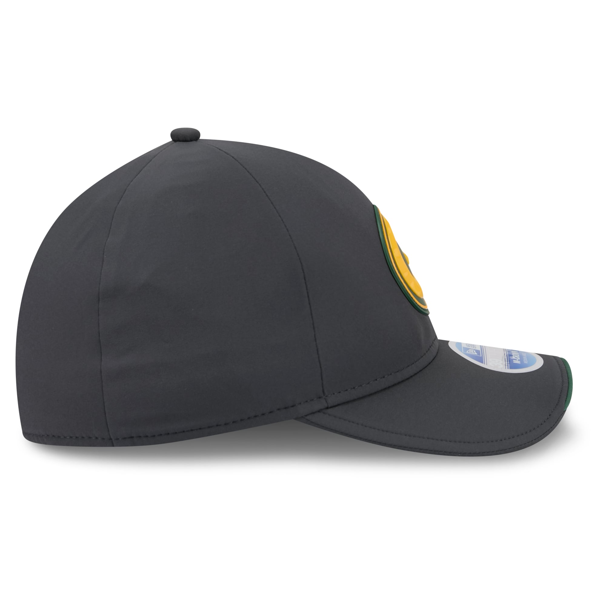 Casquette extensible New Era Green Bay Packers 2026 Sideline pour homme, couleur anthracite, modèle 39THIRTY M-Crown, idéale temps froid.