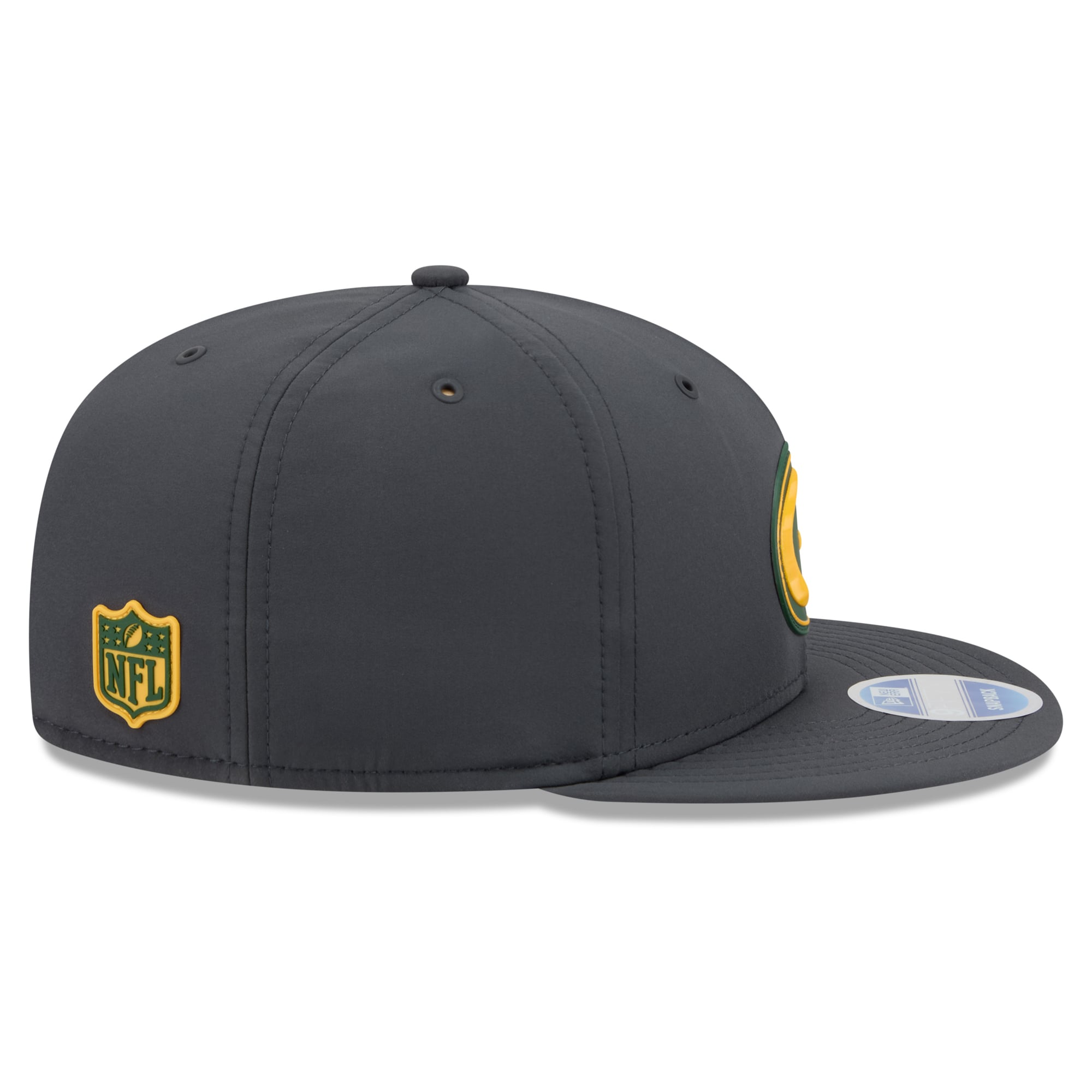 Casquette snapback New Era 9FIFTY Green Bay Packers 2026 Sideline pour homme, couleur anthracite, idéale pour les temps froids.