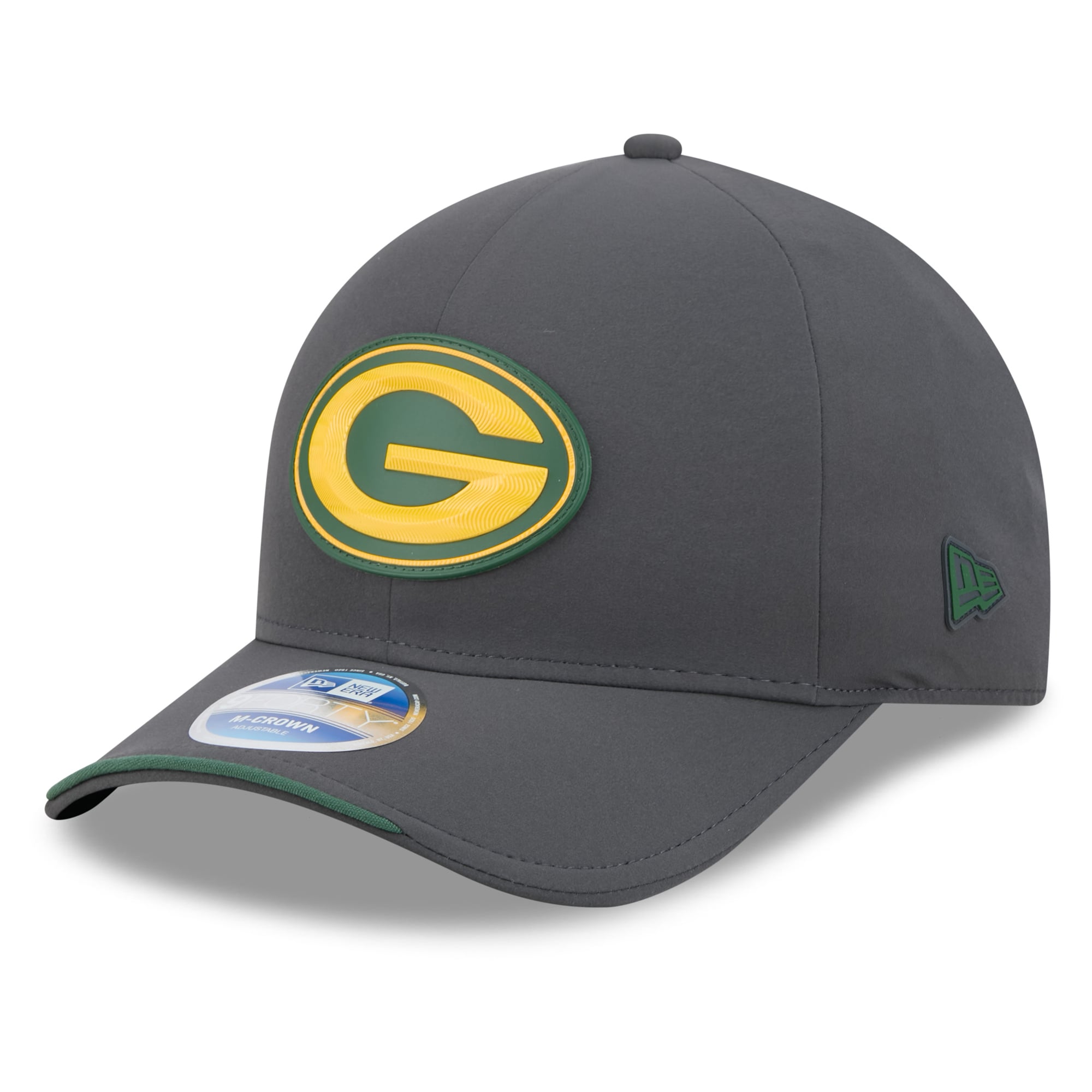 Casquette ajustable New Era Green Bay Packers 2026 Sideline pour temps froid, couleur anthracite, modèle 9FORTY M-Crown