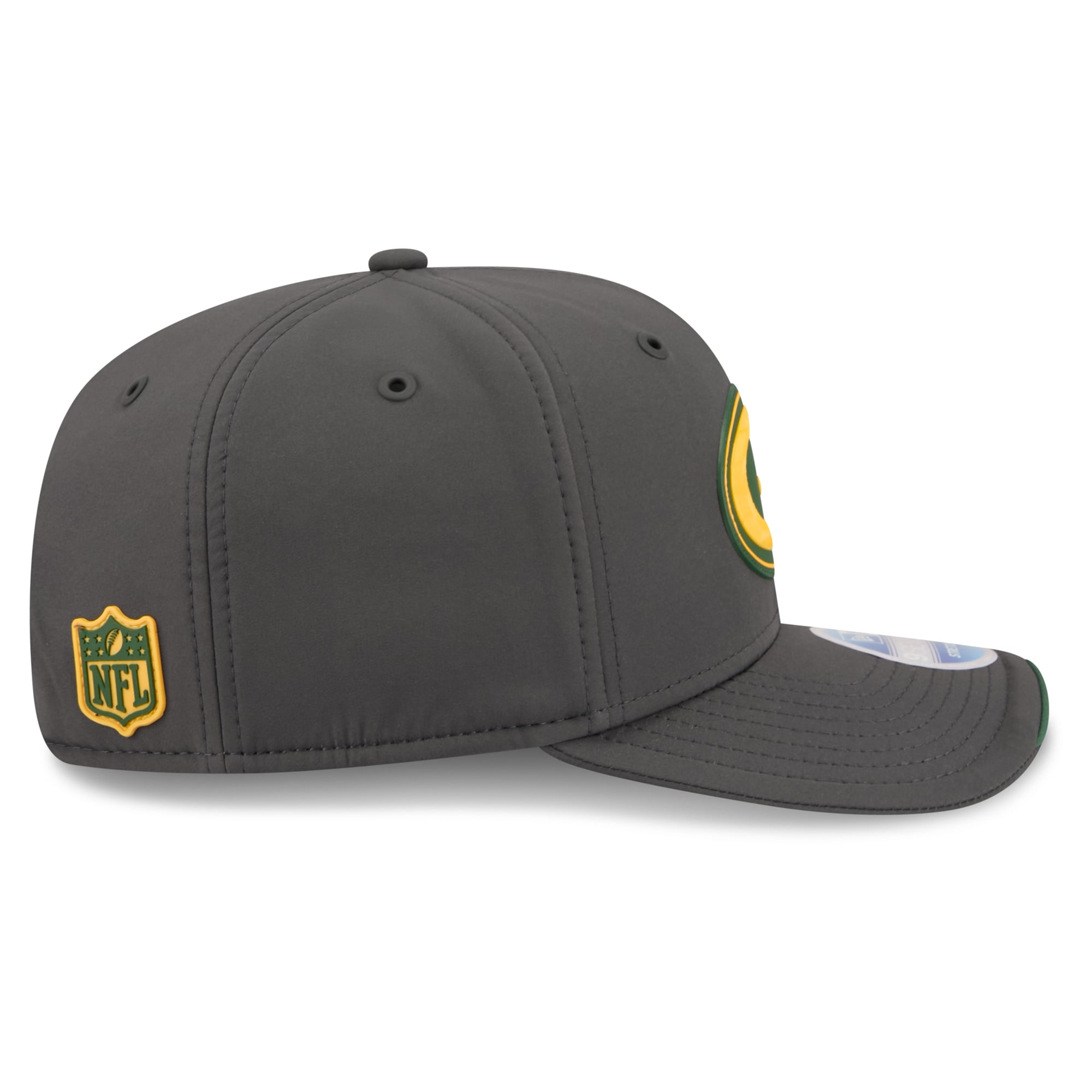 Casquette ajustable New Era Green Bay Packers 2026 Sideline pour temps froid, couleur anthracite, modèle 9SEVENTY.