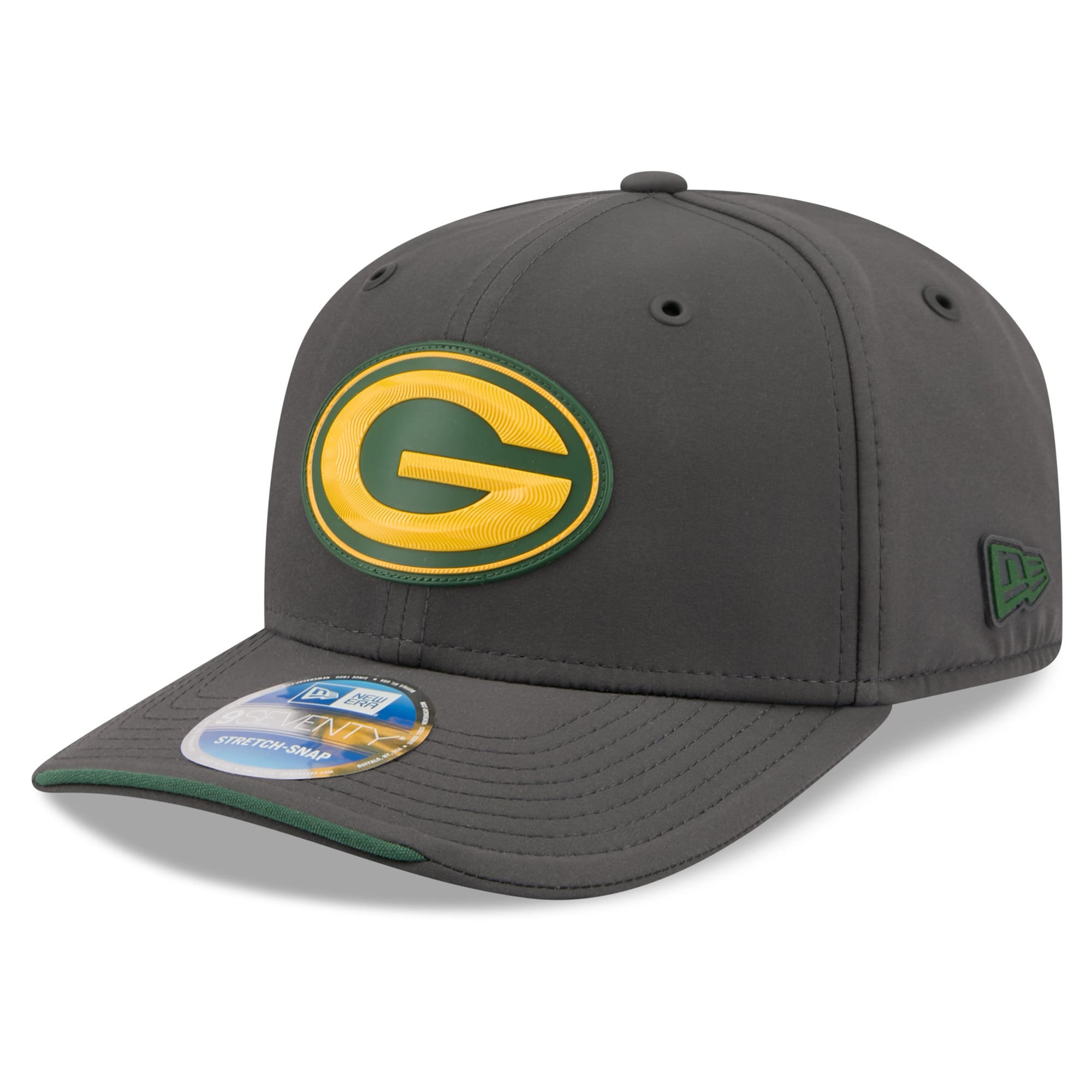 Casquette ajustable New Era Green Bay Packers 2026 Sideline pour temps froid, couleur anthracite, modèle 9SEVENTY.