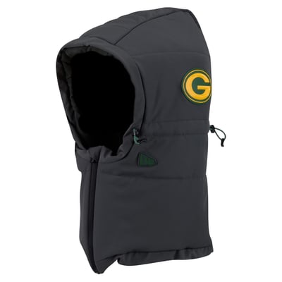 Green Bay Packers New Era 2026 Sideline Cold Weather  Adjustable Quilted Hood - Charcoal