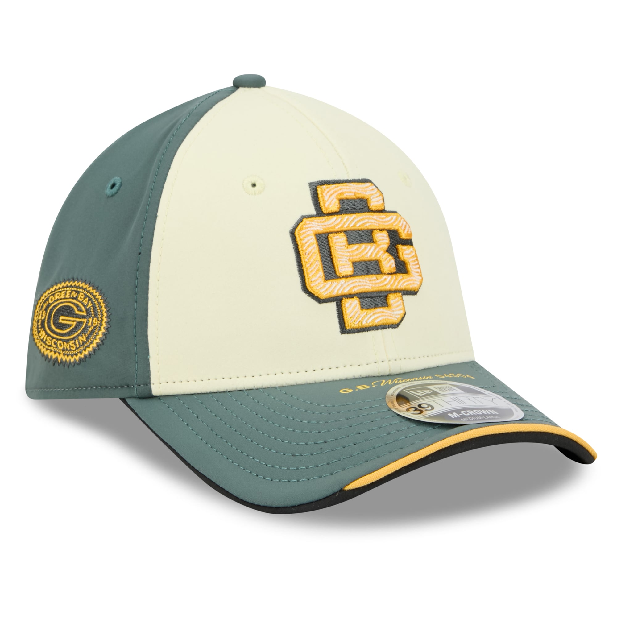 Men's New Era Cream Green Bay Packers 2026 Rivalries Collection 39THIRTY M-Crown Stretch Hat